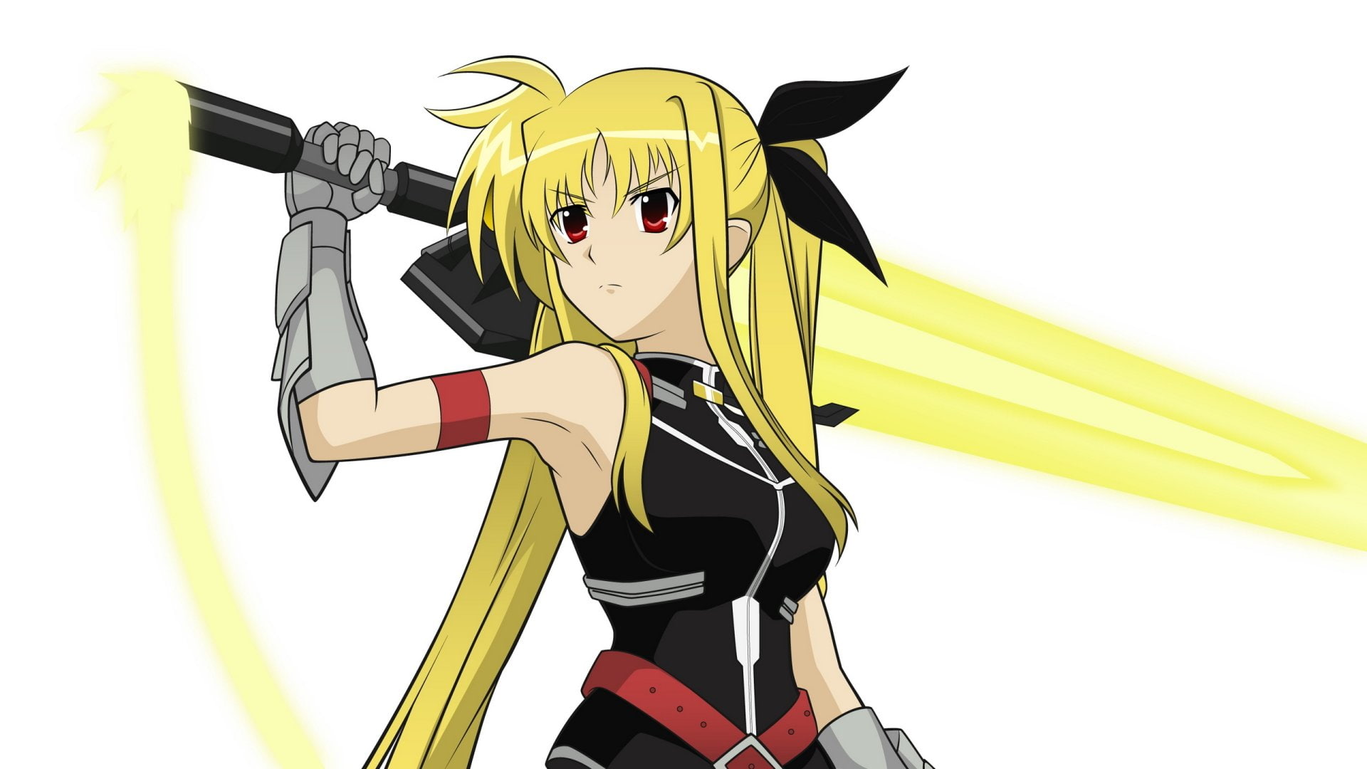 Weapon, Red Eyes, 1080P, Sword, Magical Girl Lyrical Nanoha, Anime, Blonde, Girl, Fate Testarossa, Long Hair, HD Wallpaper