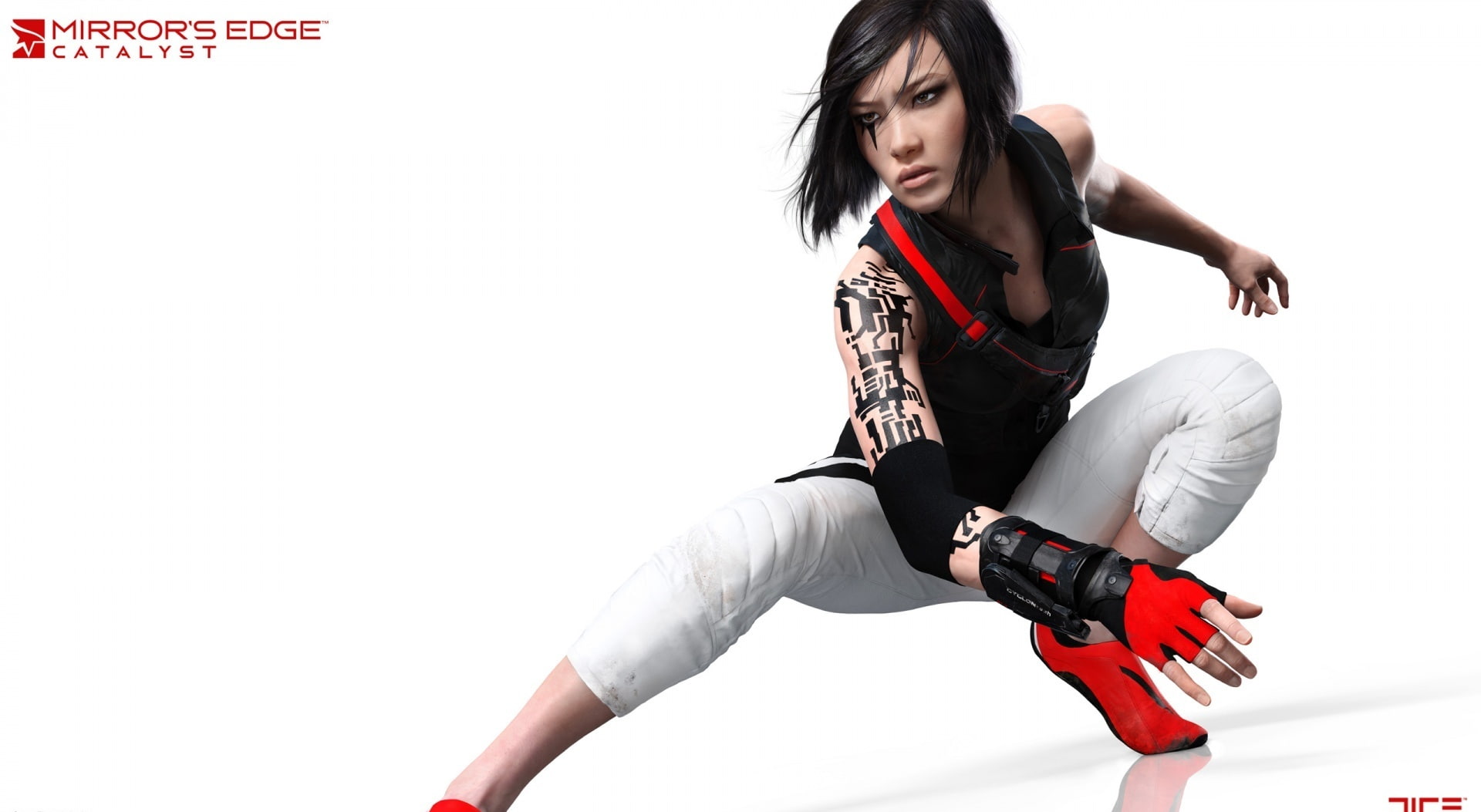 Games, young adult, women, adult, lifestyles, black, fight, security, top, front view, Mirrors Edge, mirrors_edge, leisure activity, young women, studio shot, HD Wallpaper