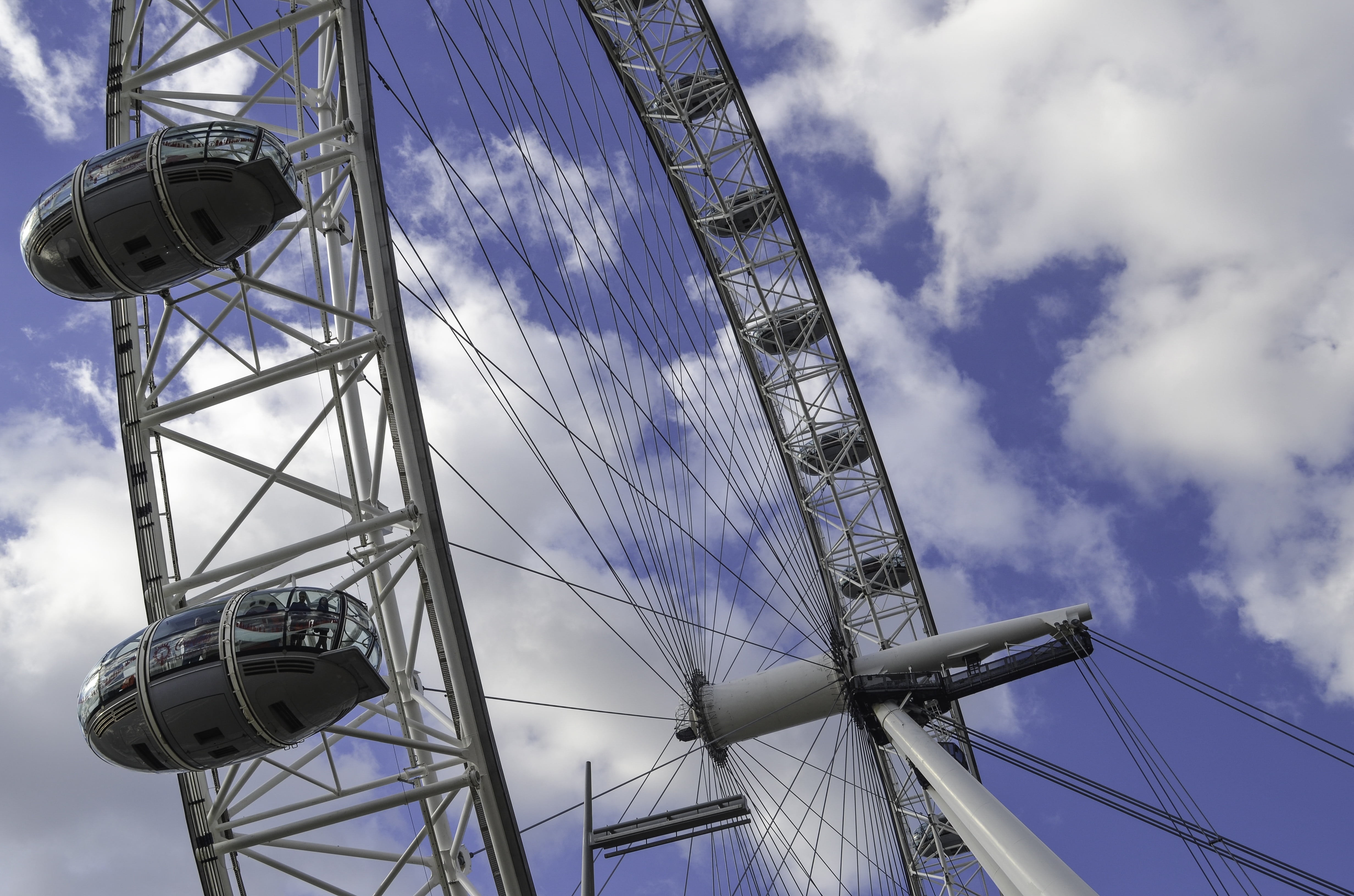metal, ferris wheel, sailboat, rope, cabin, amusement park, london, london eye, 4K, spokes, transportation, united kingdom, built structure, landmark, HD Wallpaper