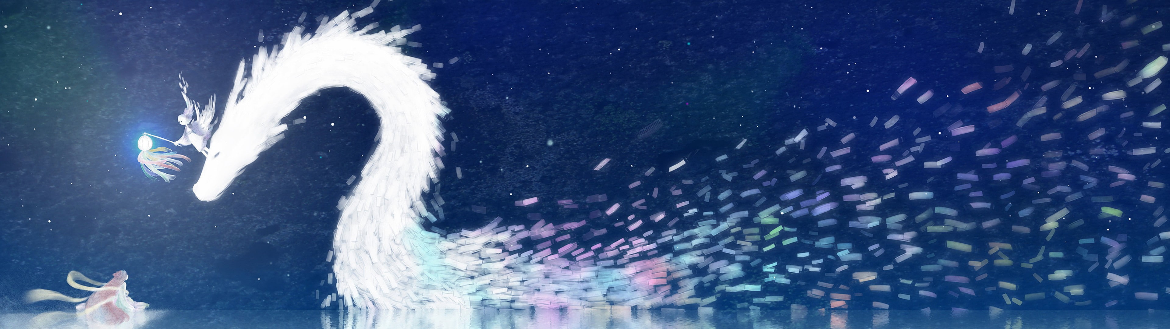 4K, dual monitors, Tanabata, HD Wallpaper