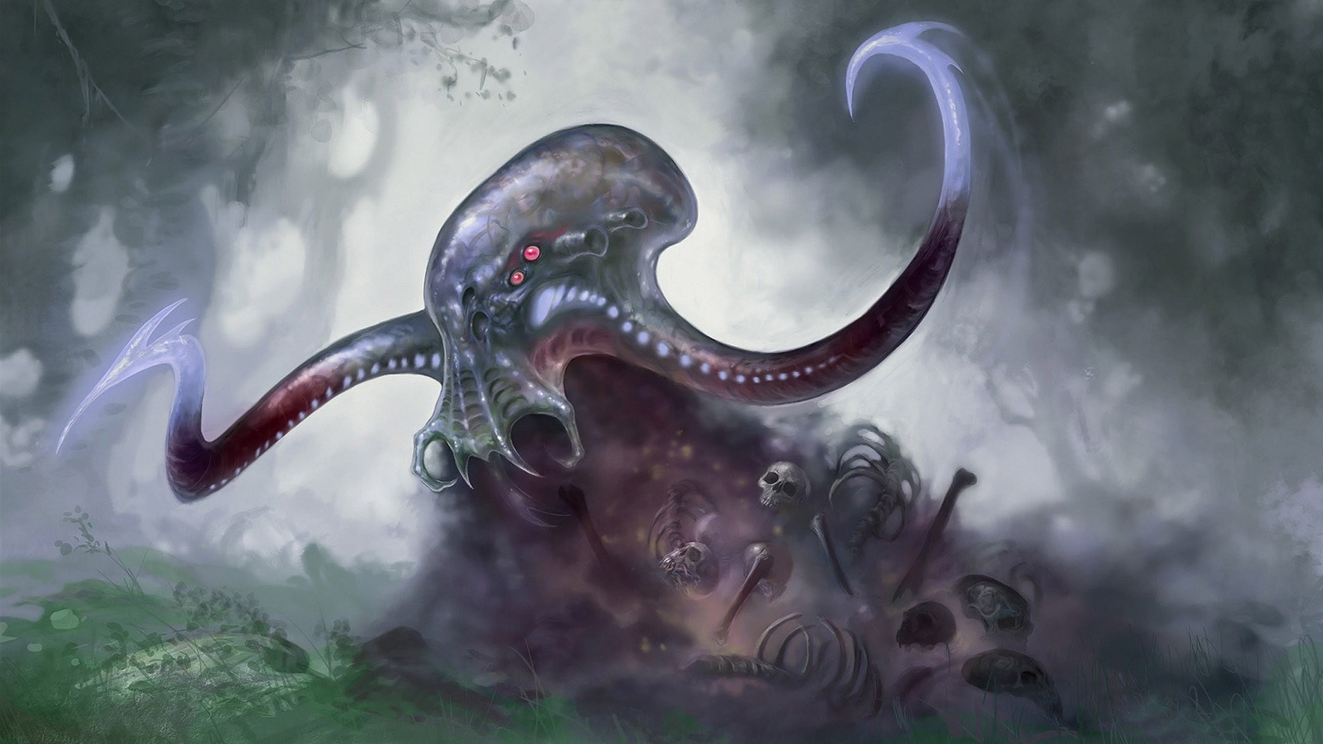 underwater, marine, animal wildlife, biology, octopus, one animal, cthulhu, deity, sea, vertebrate, no people, invertebrate, illustration, abstract, science, HD Wallpaper