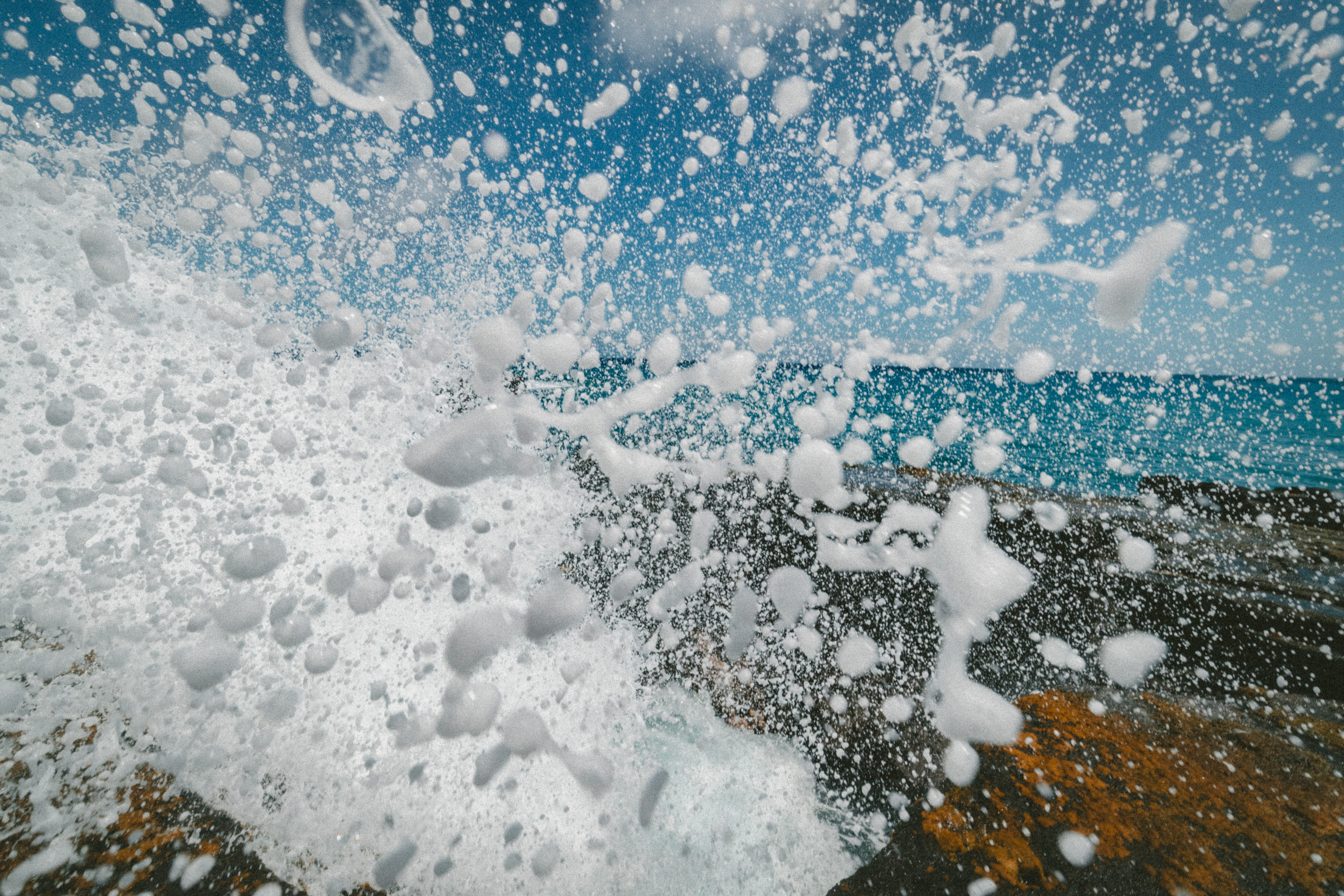 no people, splash zone, cold temperature, sea foam, nature, snow, white color, hawaii, crash, 5K, motion, outdoors, scenics - nature, hawaiikauai, rocks, HD Wallpaper