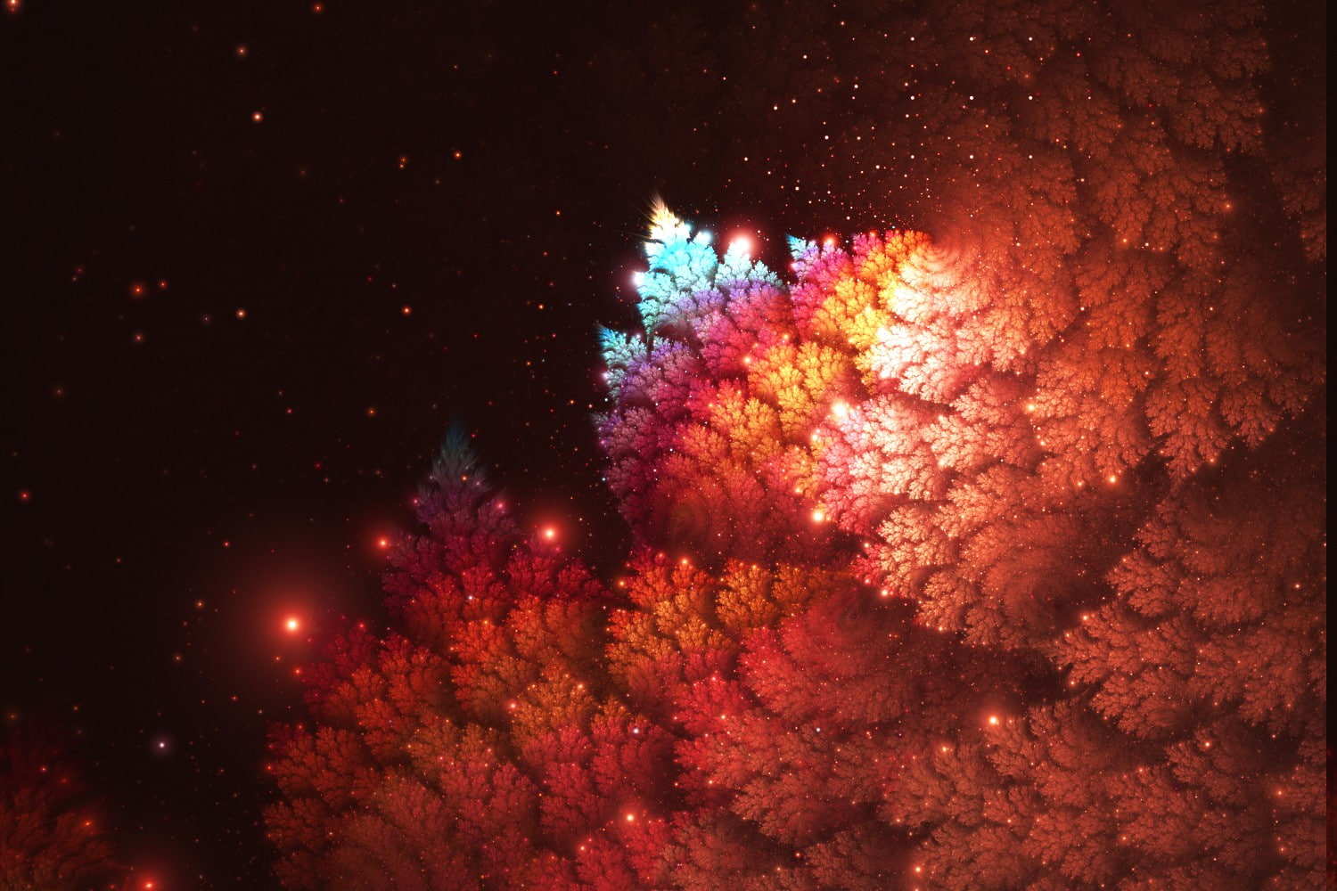 star - space, abstract, undersea, 720P, underwater, beauty in nature, soft coral, night, glowing, illuminated, marine, nature, animal wildlife, sky, water, HD Wallpaper