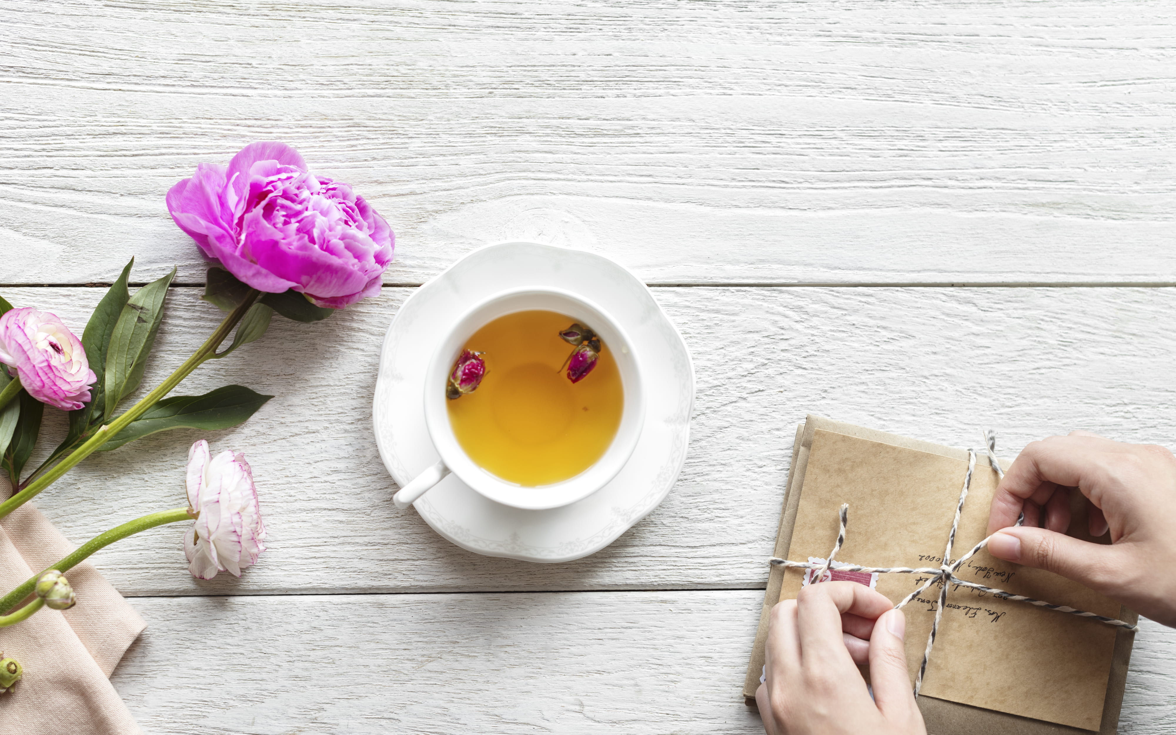 envelope, saucer, relaxation, cup, table, filled, delivery, hand, tea, simple, topdown, indoors, freshness, teapot, hot drink, beauty in nature, HD Wallpaper