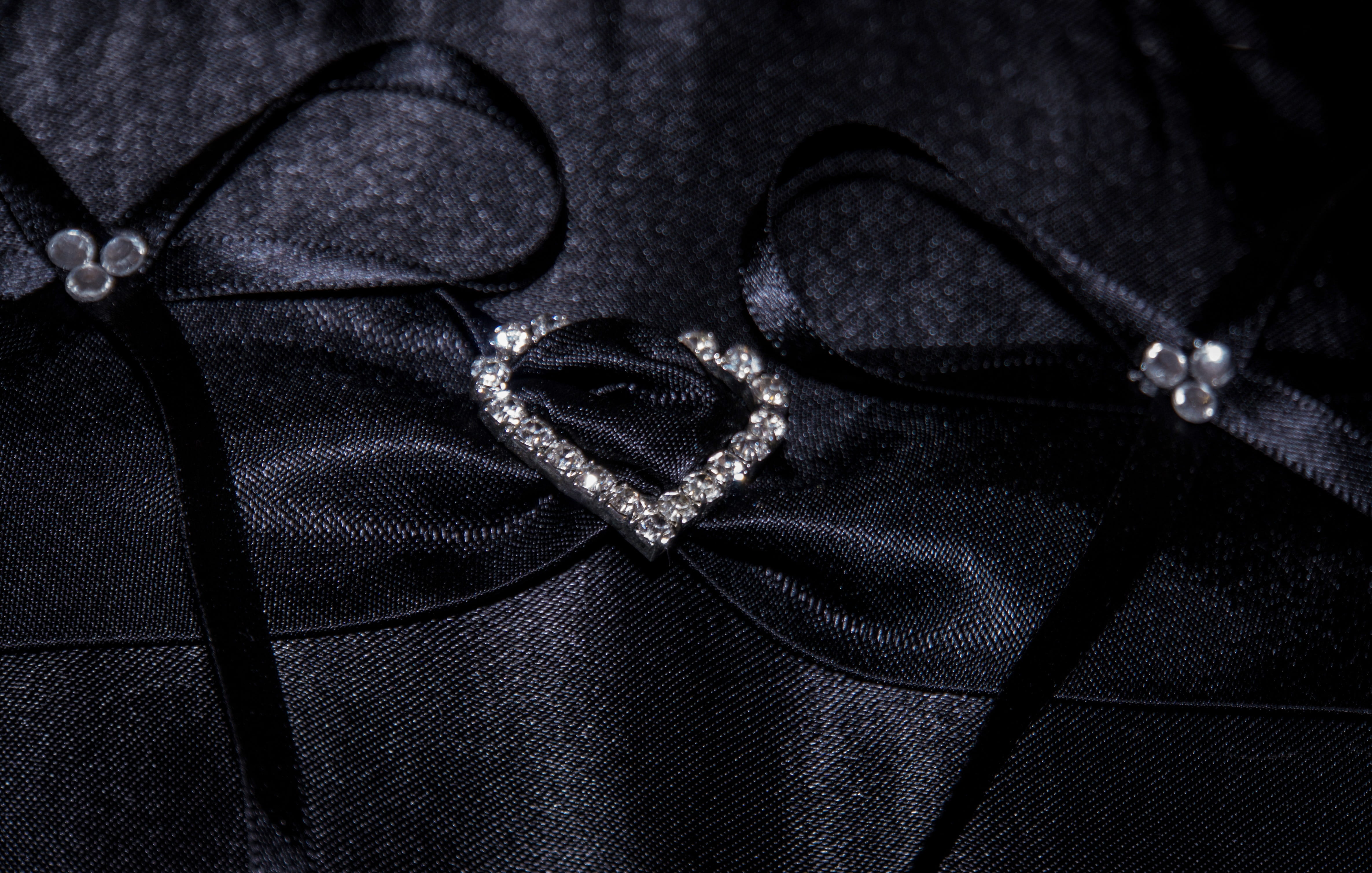 black color, marry, tissue, directly above, heart, ribbon, gloss, full frame, greeting card, warm clothing, indoors, ring pillow, no people, engagement, HD Wallpaper