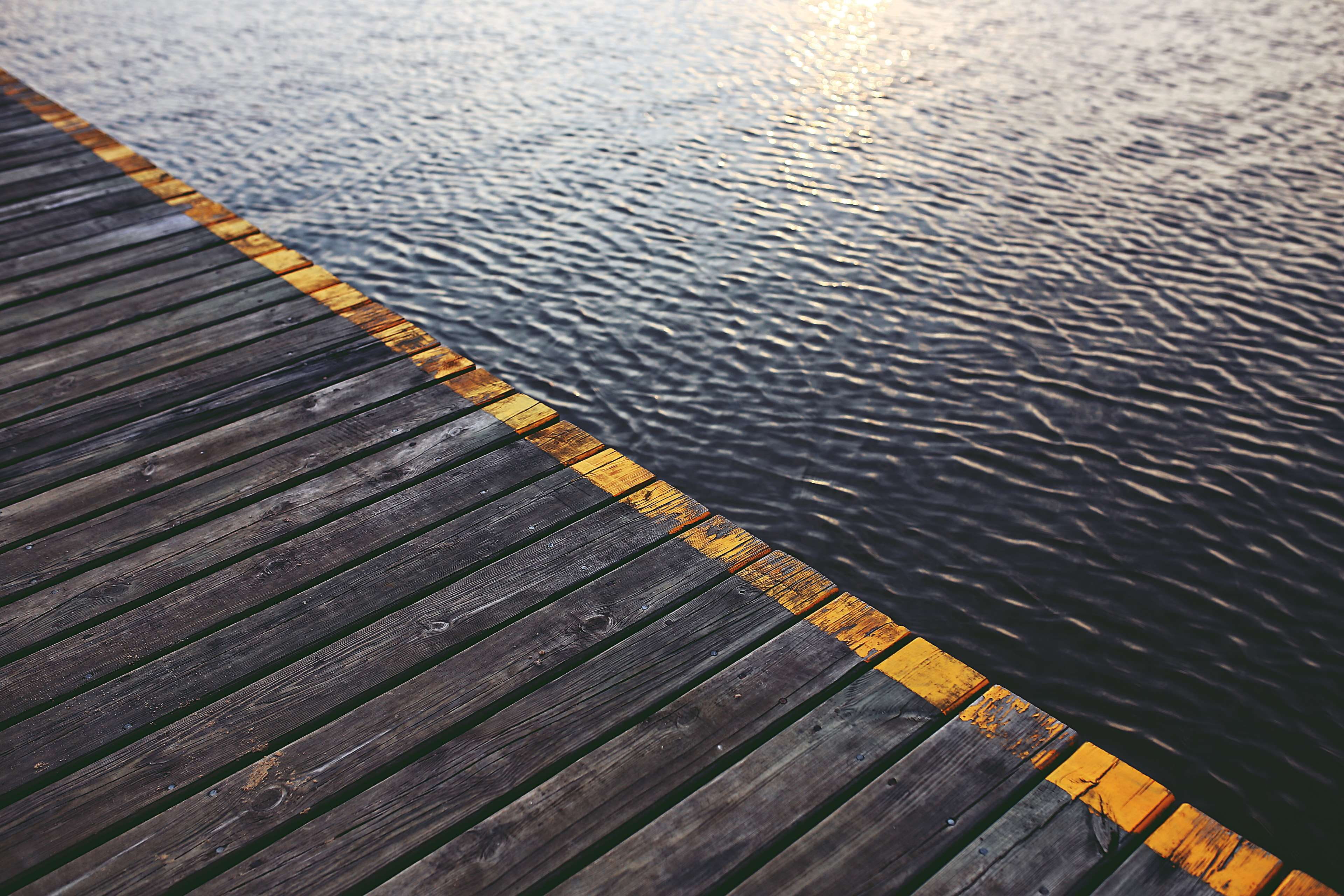 waves, high angle view, bridge, sea, travel, wood - material, lake, sunlight, pattern, the way forward, wood, river, tranquility, water, footpath, wood paneling, HD Wallpaper