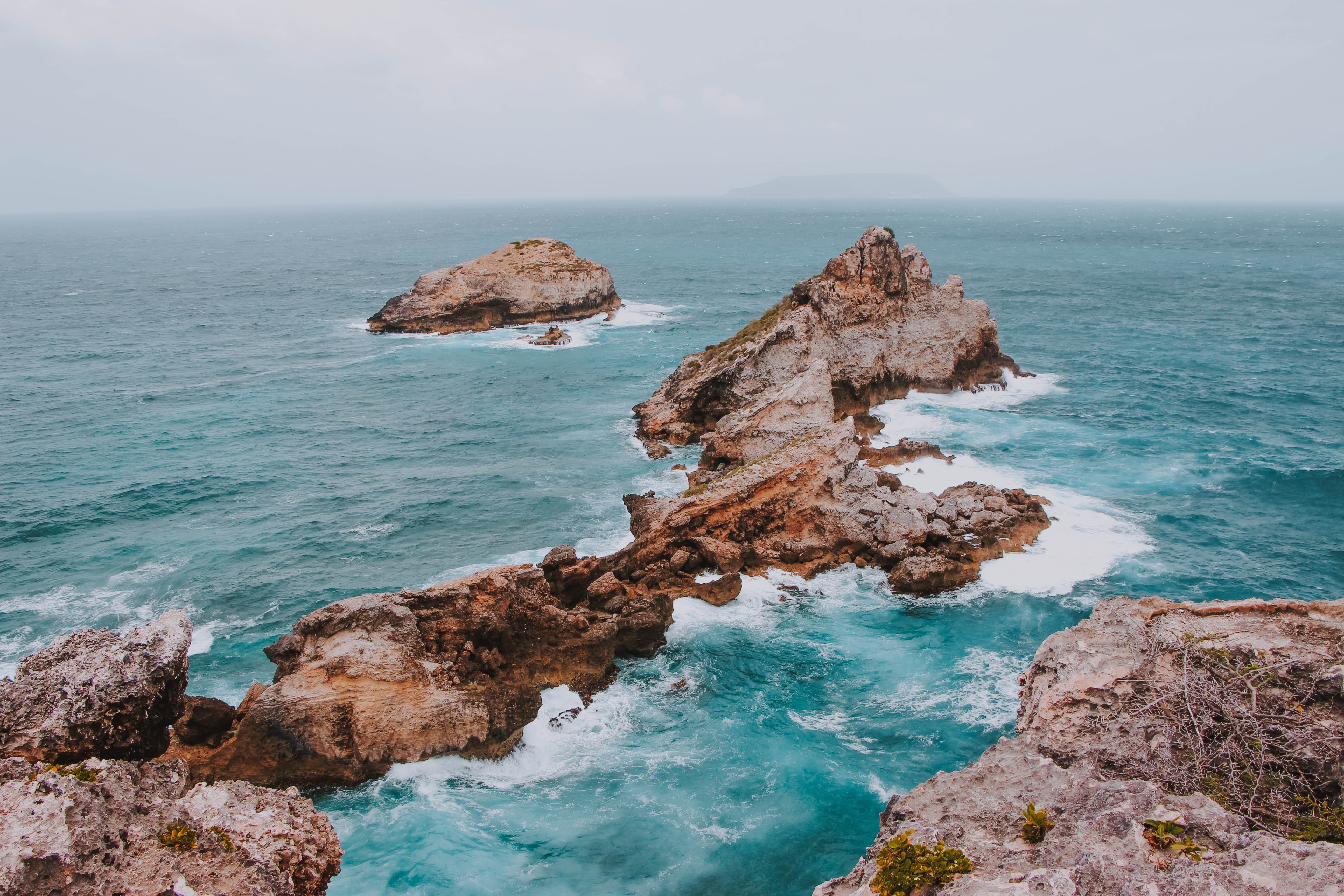 brown, sea, 5K, tranquil scene, horizon, promontory, sky, rock - object, idyllic, rocks, turquoise colored, day, beach, cliff, nature, rocky coastline, HD Wallpaper