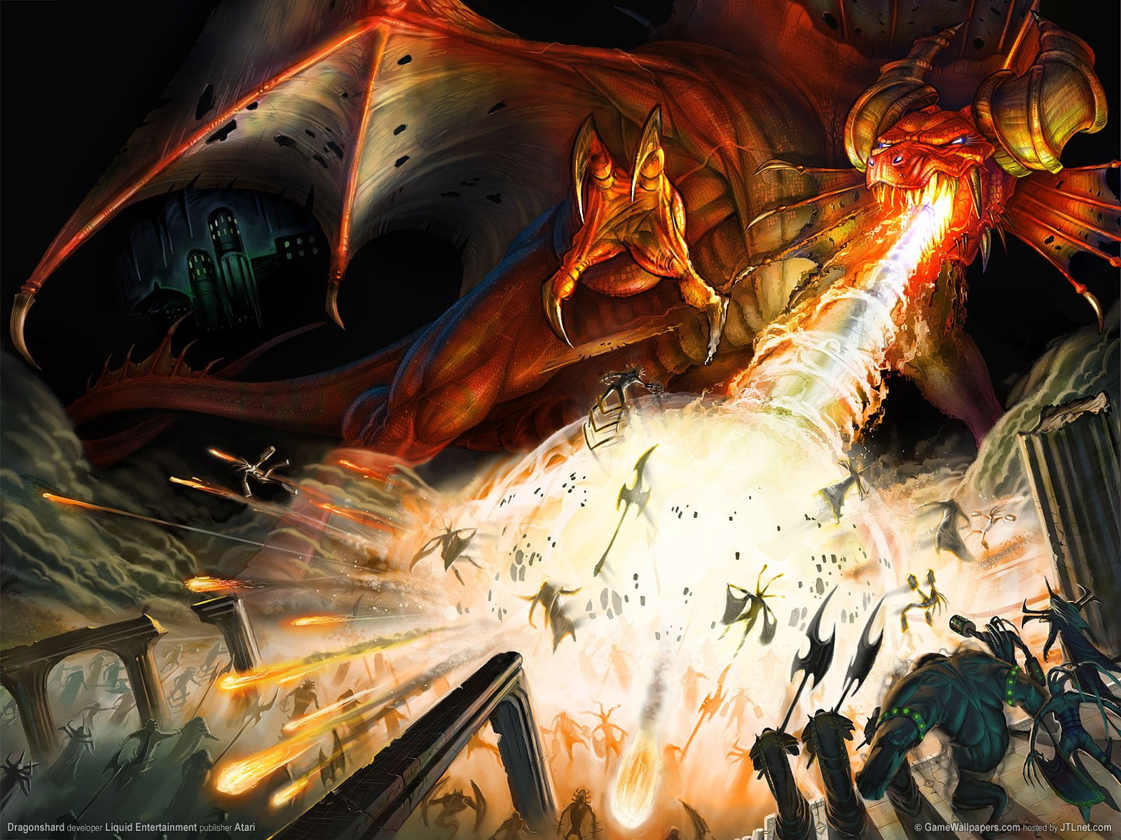 Battle, Fire, Fantasy, digital, Dragon, Flame, Monster, Game, 720P, brown, HD Wallpaper