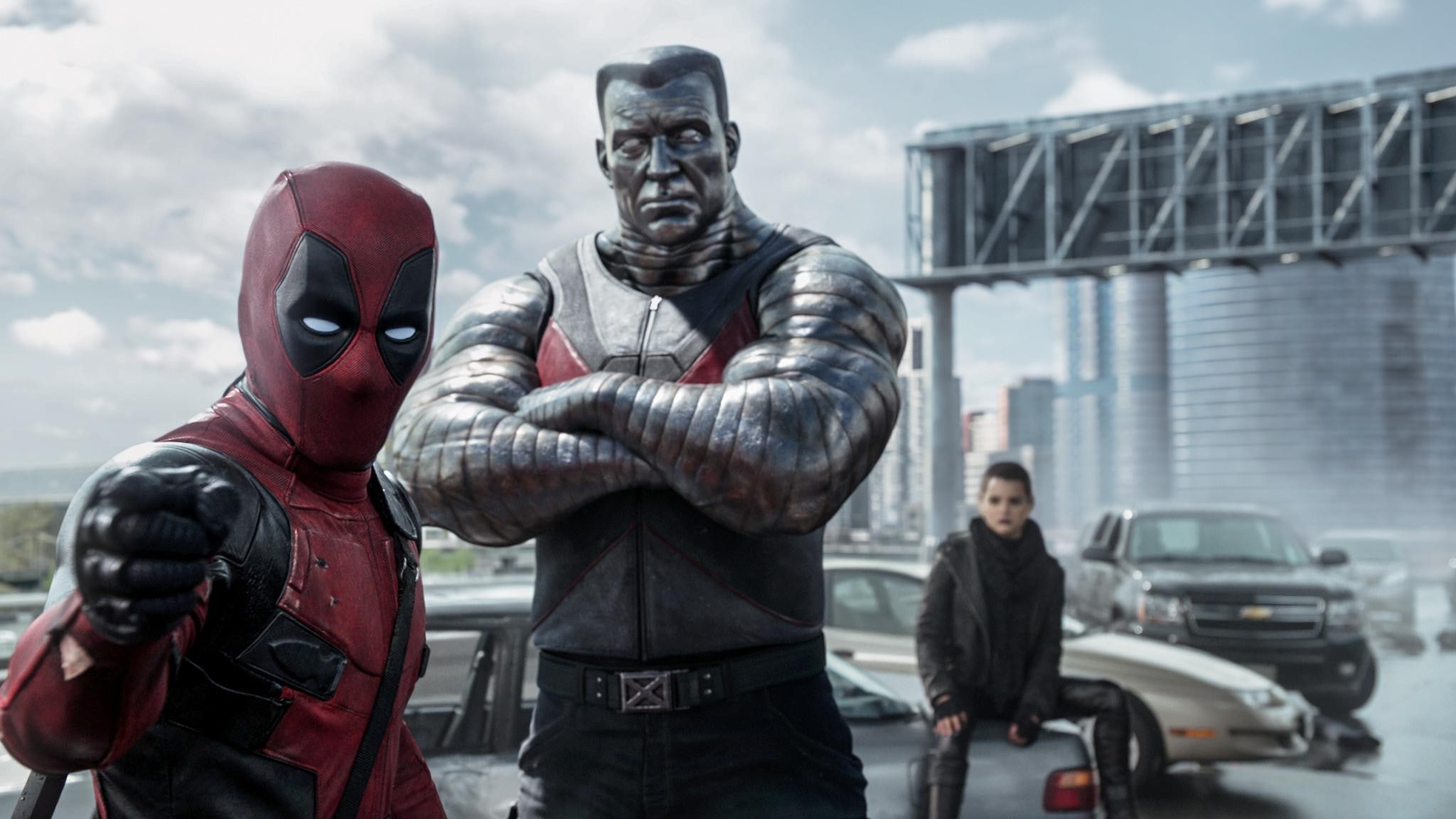 movies, sky, car, focus on foreground, three people, art and craft, people, representation, Marvel Comics, statue, 1080P, human representation, day, motor vehicle, HD Wallpaper