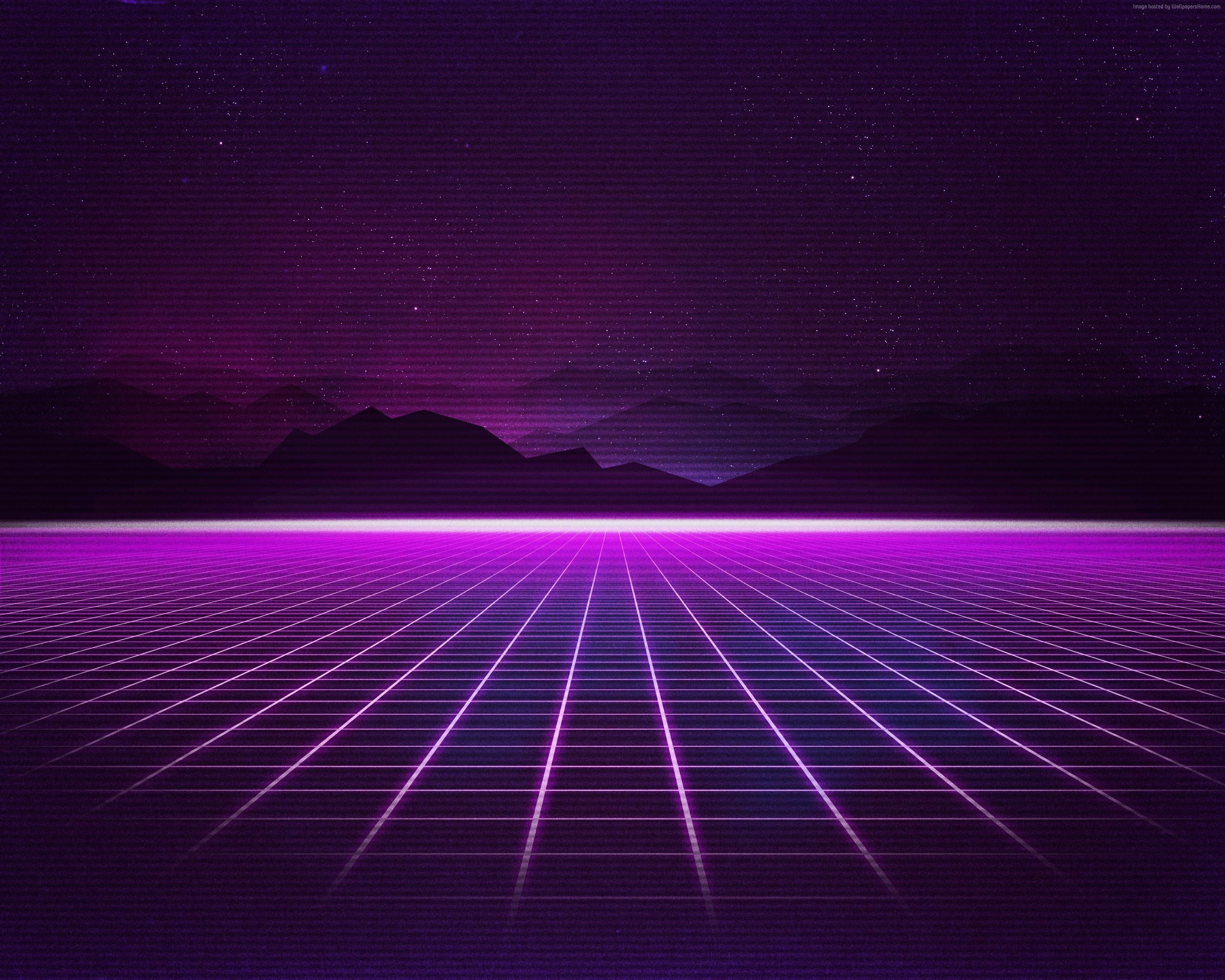 Purple, 4K, 2K, lines, Retrowave, HD Wallpaper