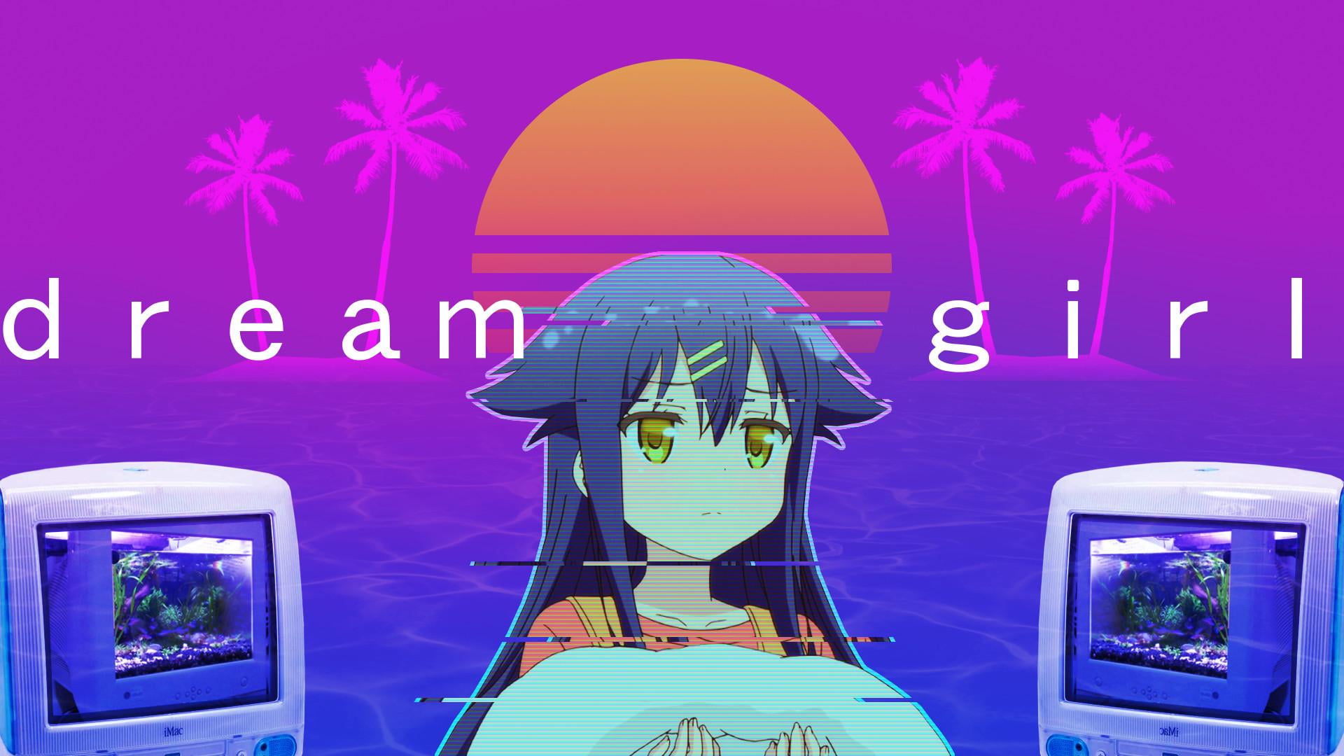 1080P, Retrowave, anime, vaporwave, HD Wallpaper