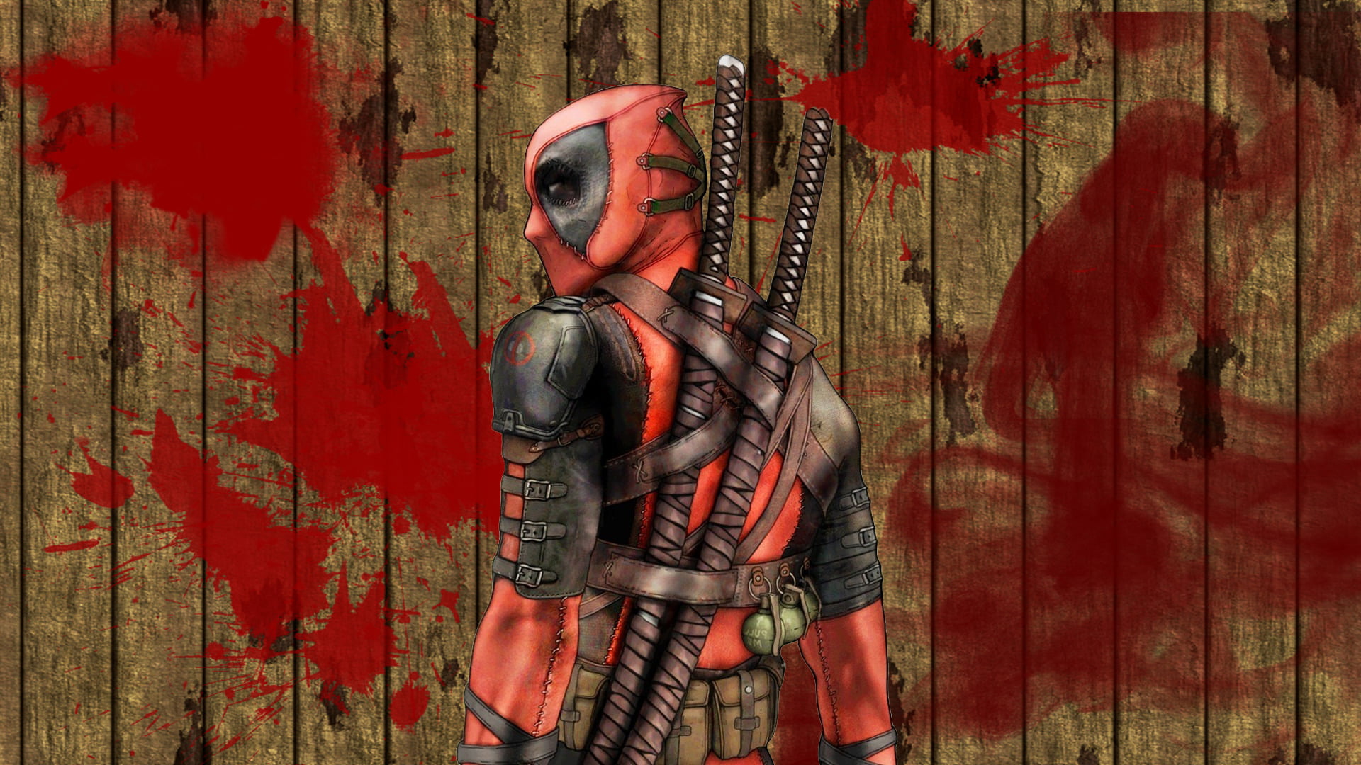 wall - building feature, Deadpool, wallpaer, one person, art and craft, safety, day, marvel, representation, human representation, real people, wood - material, HD Wallpaper