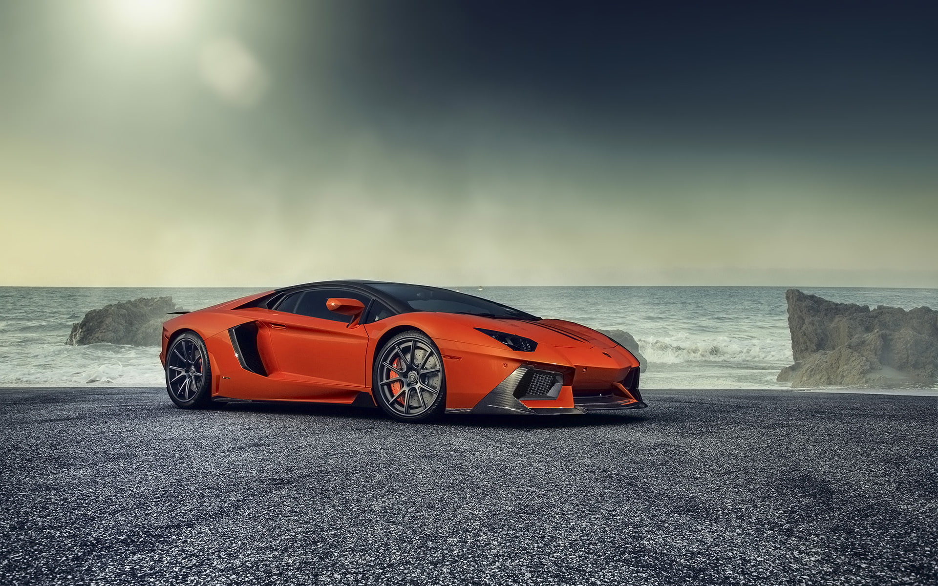 the ocean, tuning, supercar, Vorsteiner, Lamborghini, 1080P, Aventador-V, Zaragoza, HD Wallpaper