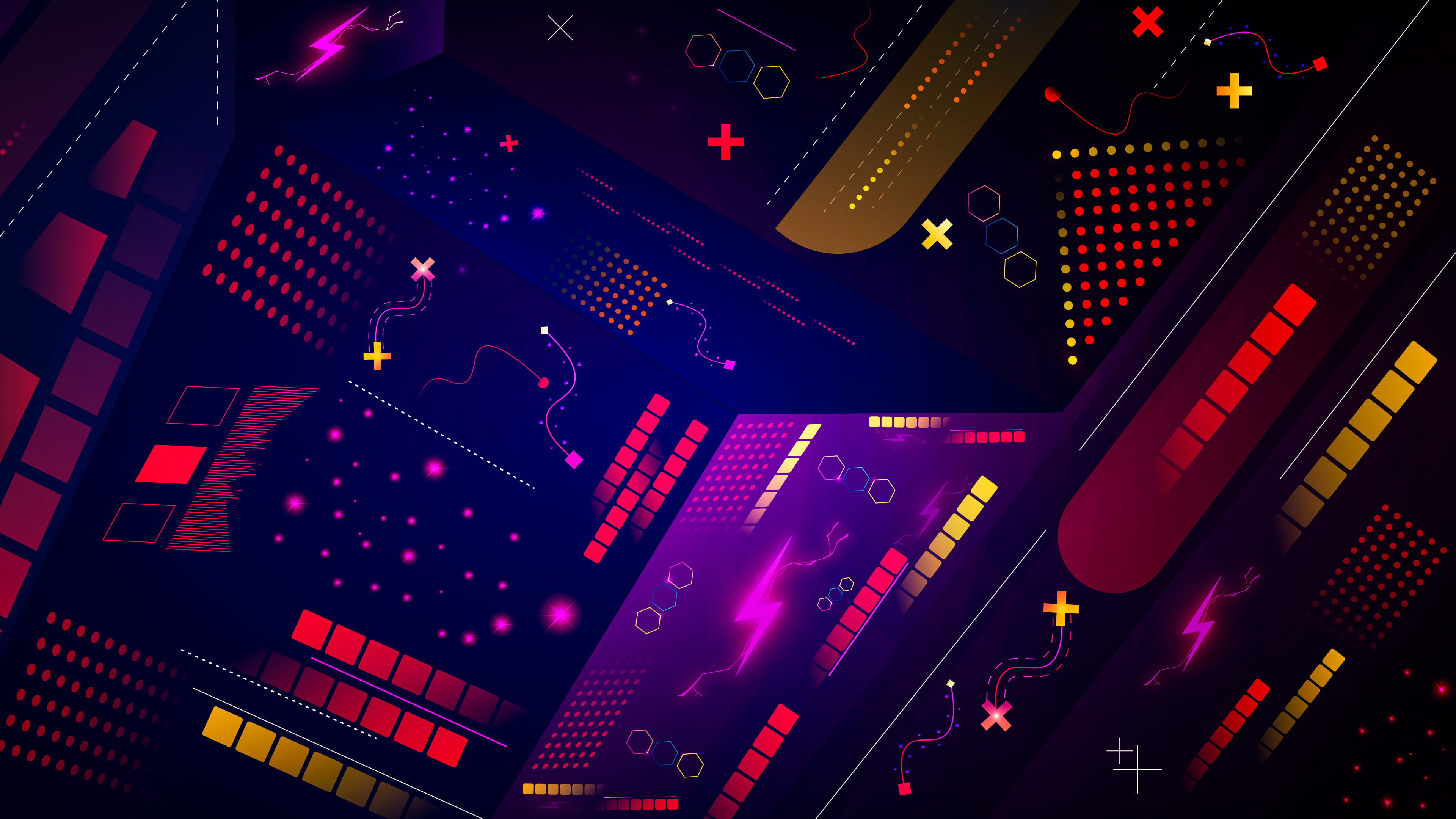 neon, vector art, Retro style, 4K, abstract, HD Wallpaper