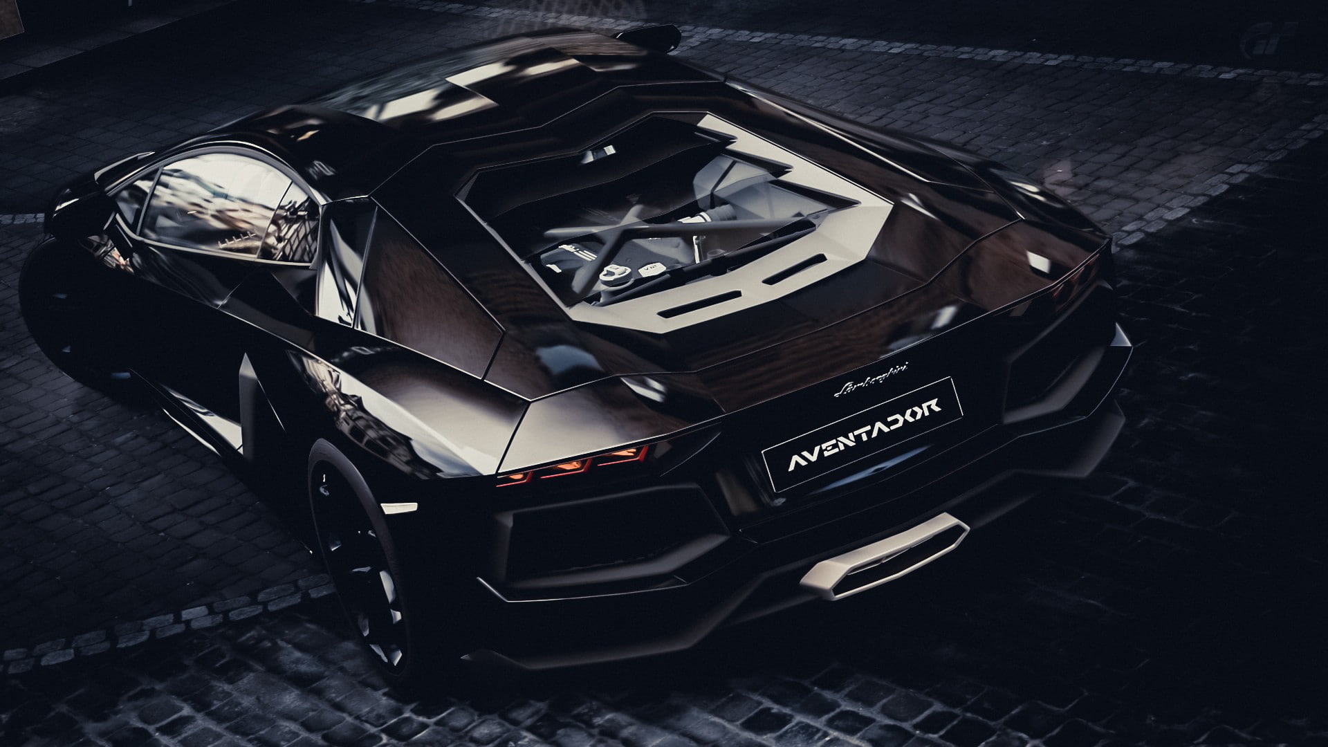 1080P, mode of transportation, Lamborghini, coupe, day, city, rear, land vehicle, street, motor vehicle, still life, no people, GT5, high angle view, motorcycle, HD Wallpaper