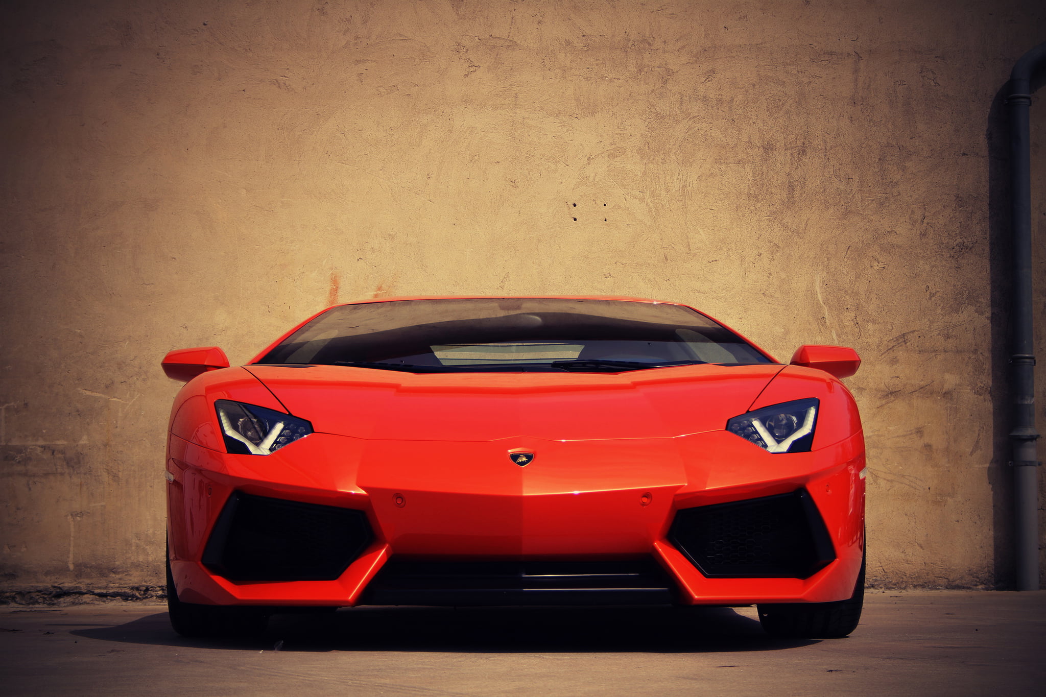 transportation, Aventador, day, Lamborghini, table, no people, 1080P, LP700-4, copy space, garage, wheel, land vehicle, toy car, motor vehicle, front view, HD Wallpaper