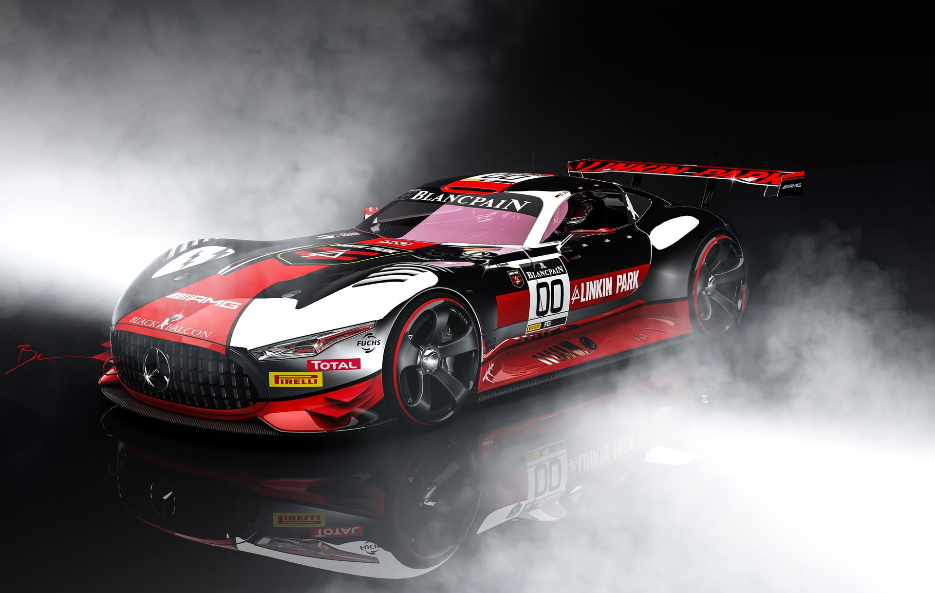 auto racing, vehicle, motorsport, competition, mode of transportation, car, outdoors, 1080P, land vehicle, motor racing track, BLACK FALCON VISION GT, HD Wallpaper