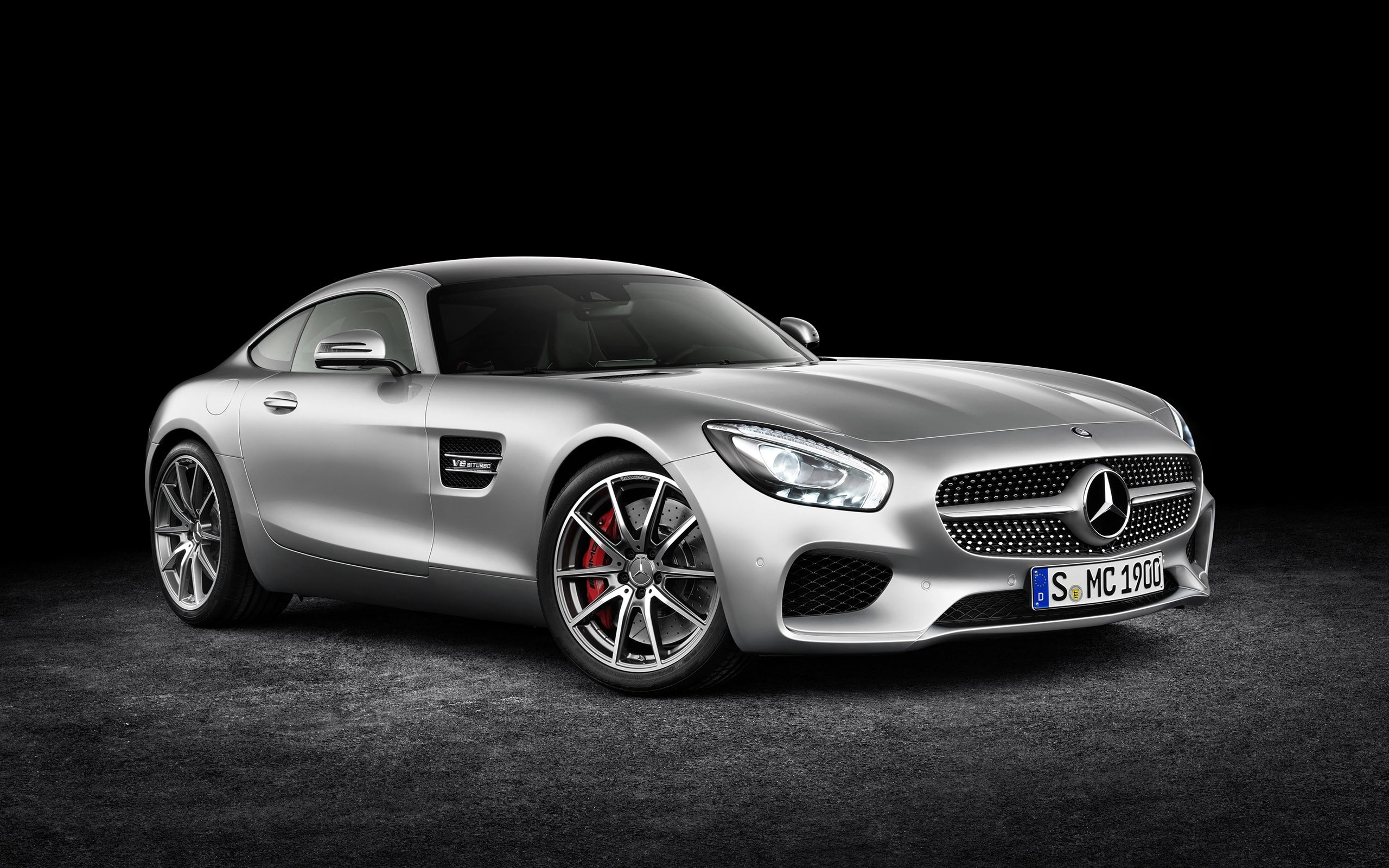 wealth, 2K, shiny, studio shot, design, chrome, Mercedes-AMG GT, clean, mode of transportation, simple background, copy space, modern, transportation, HD Wallpaper