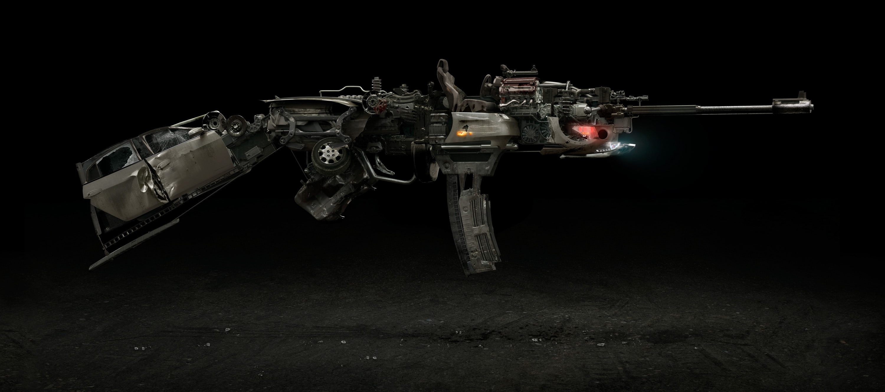 Car accident, CGI, 2K, Riffle, HD Wallpaper