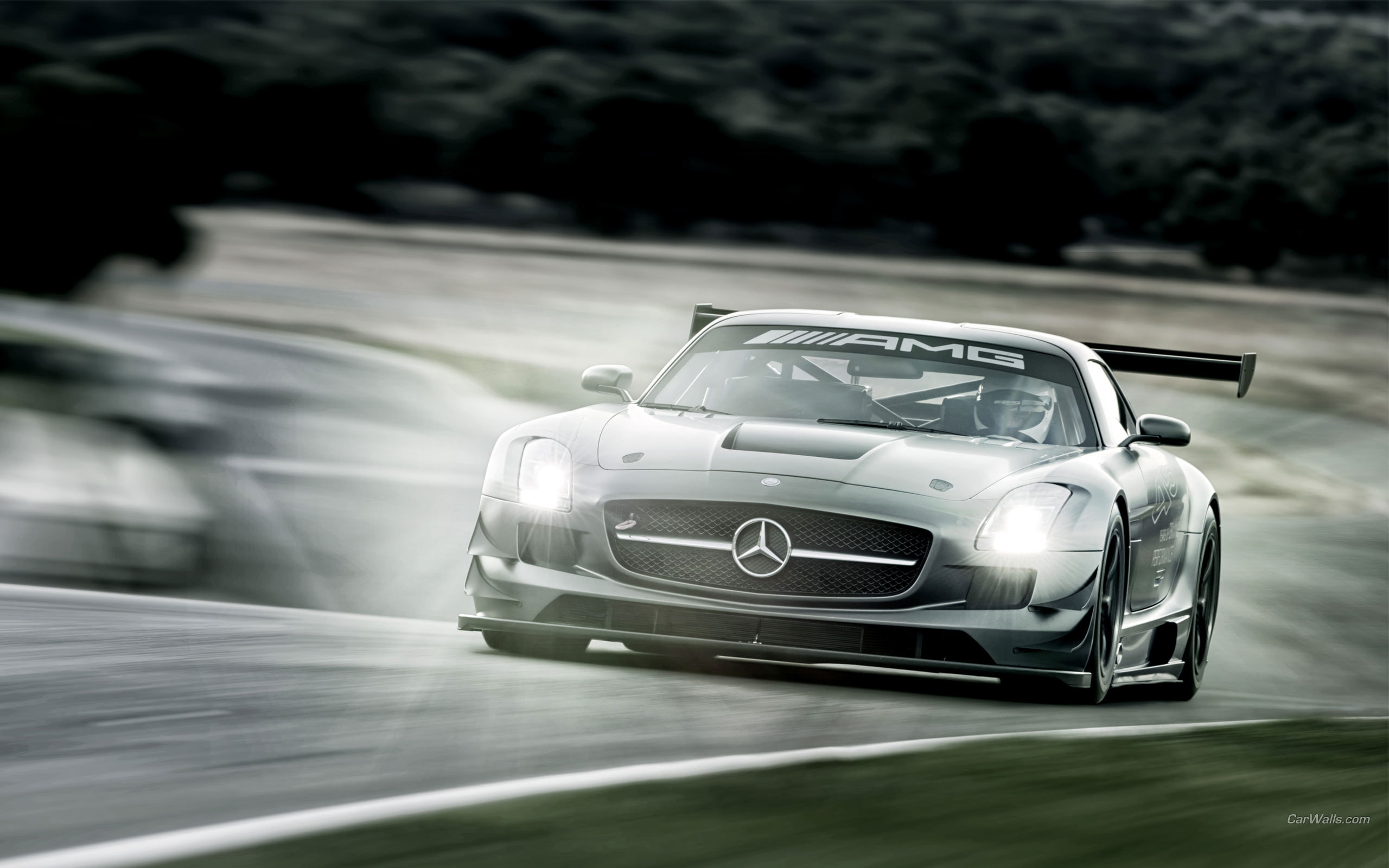 blur, cars, race, hd, gullwing, mercedes, sls, matte, car, motion, amg, 2K, HD Wallpaper