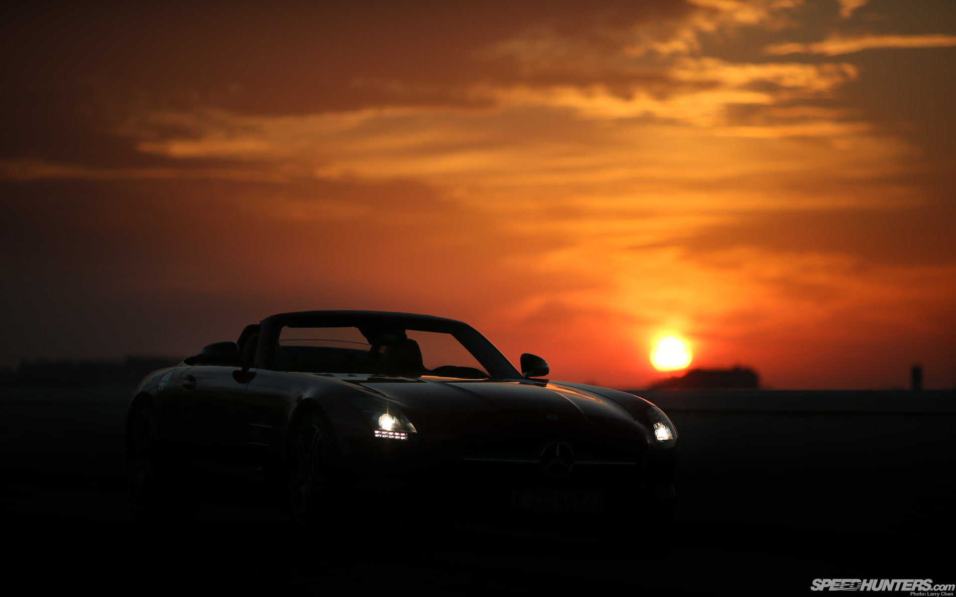 sunset, gullwing, mercedes, hd, 1080P, amg, sls, cars, HD Wallpaper