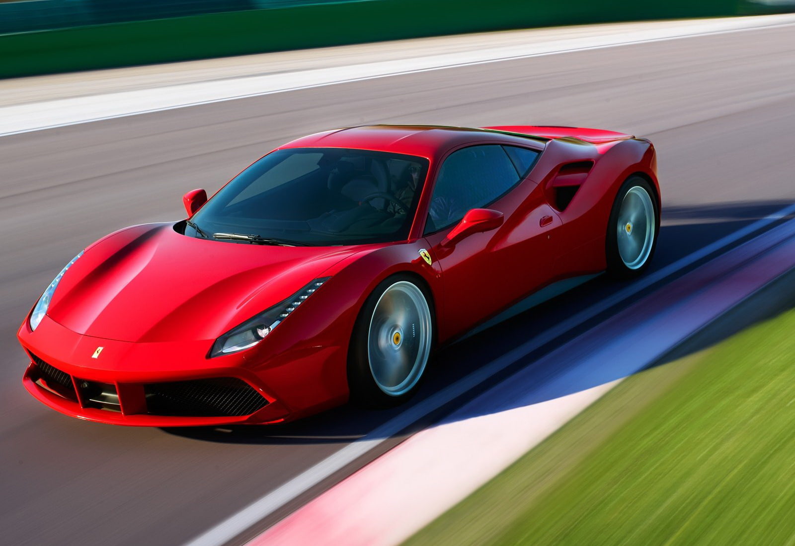 wheel, motion, 720P, land vehicle, speed, day, red, sports race, car, ferrari, (2016), transportation, motor vehicle, gtb, auto racing, motorsport, racecar, HD Wallpaper