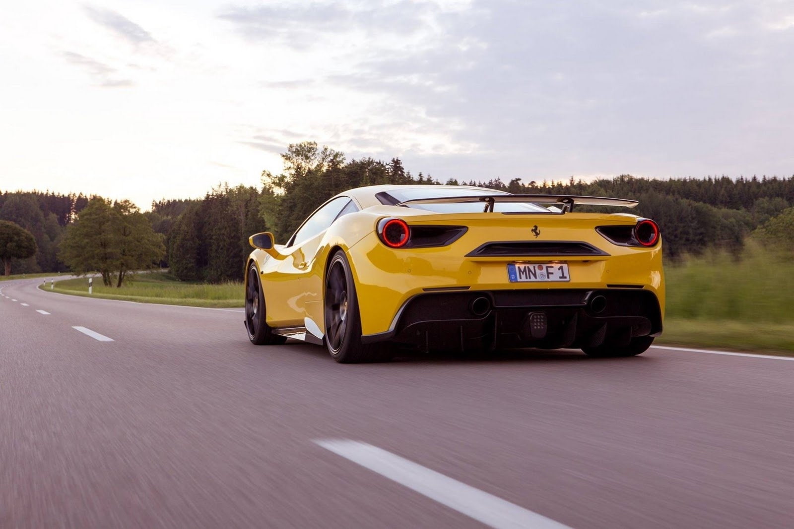 mode of transportation, land vehicle, nature, speed, day, outdoors, road, 720P, cloud - sky, yellow, ferrari 488 gtb, travel, tree, cars, motor vehicle, HD Wallpaper