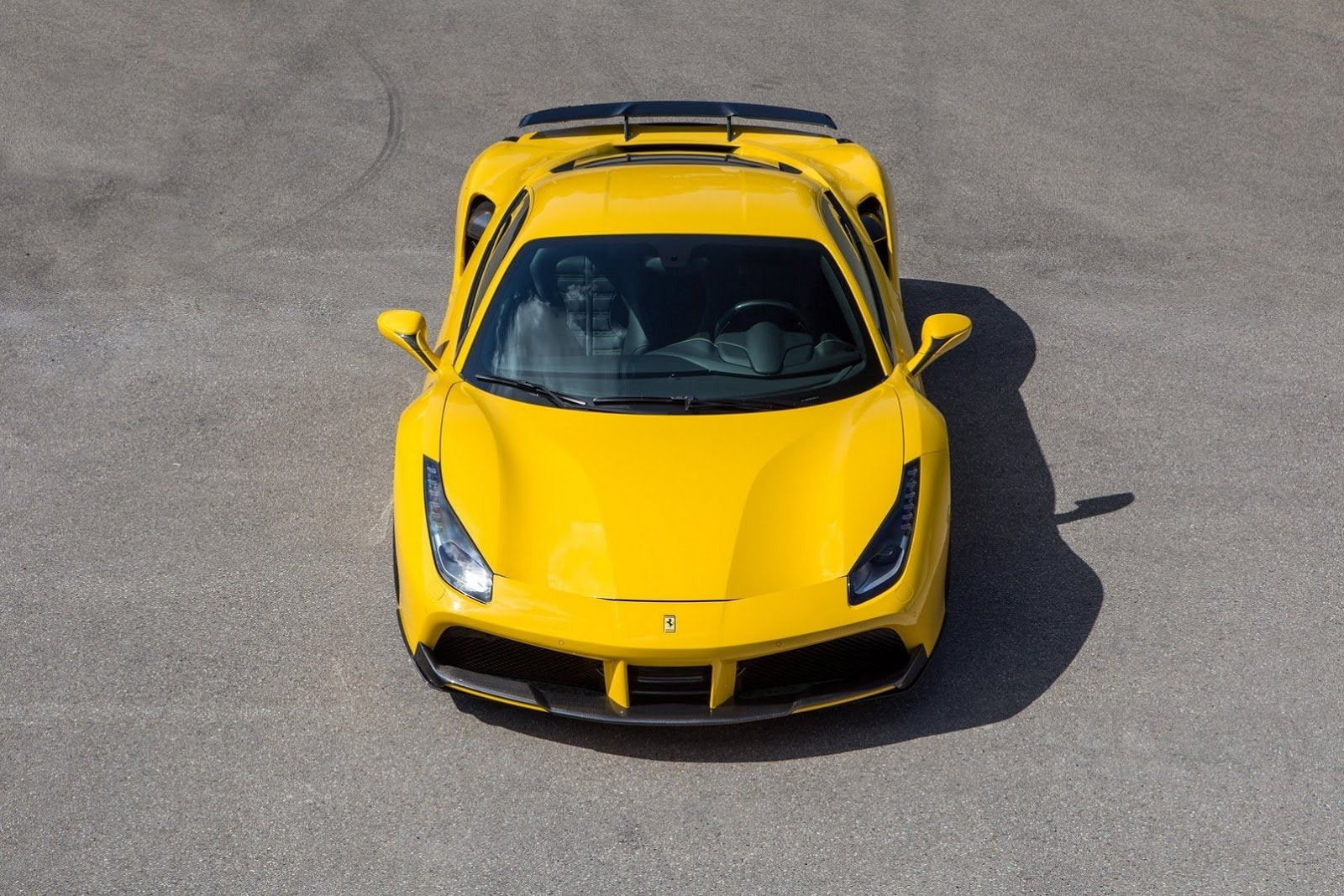 cars, city, street, outdoors, yellow, 720P, Vehicle, stationary, architecture, road, mode of transportation, absence, car, motor vehicle, ferrari 488 gtb, HD Wallpaper