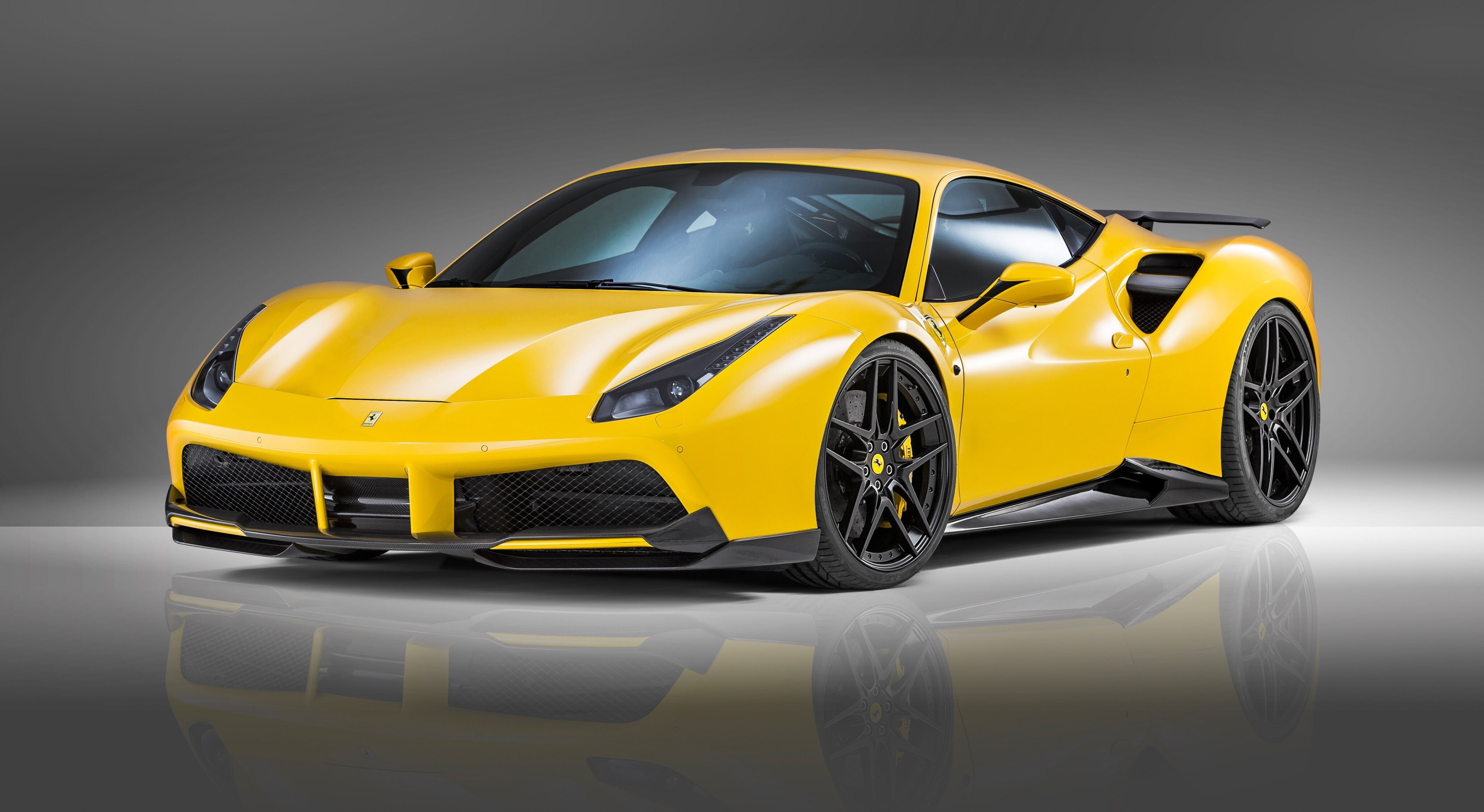 reflection, novitec rosso ferrari 488 gtb 4k download  for pc desktop, stationary, indoors, land vehicle, 4K, yellow taxi, car, modern, transportation, HD Wallpaper
