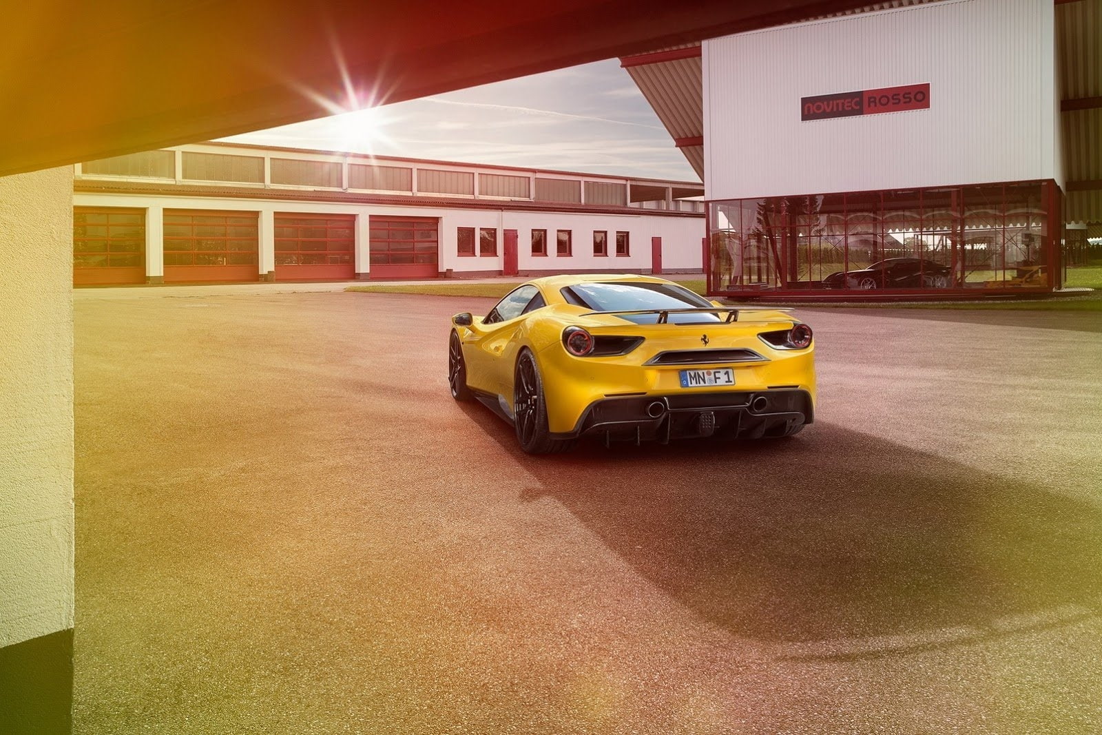 taxi, outdoors, built structure, cars, 720P, public transportation, illuminated, no people, city, land vehicle, yellow taxi, road, Vehicle, ferrari 488 gtb, HD Wallpaper