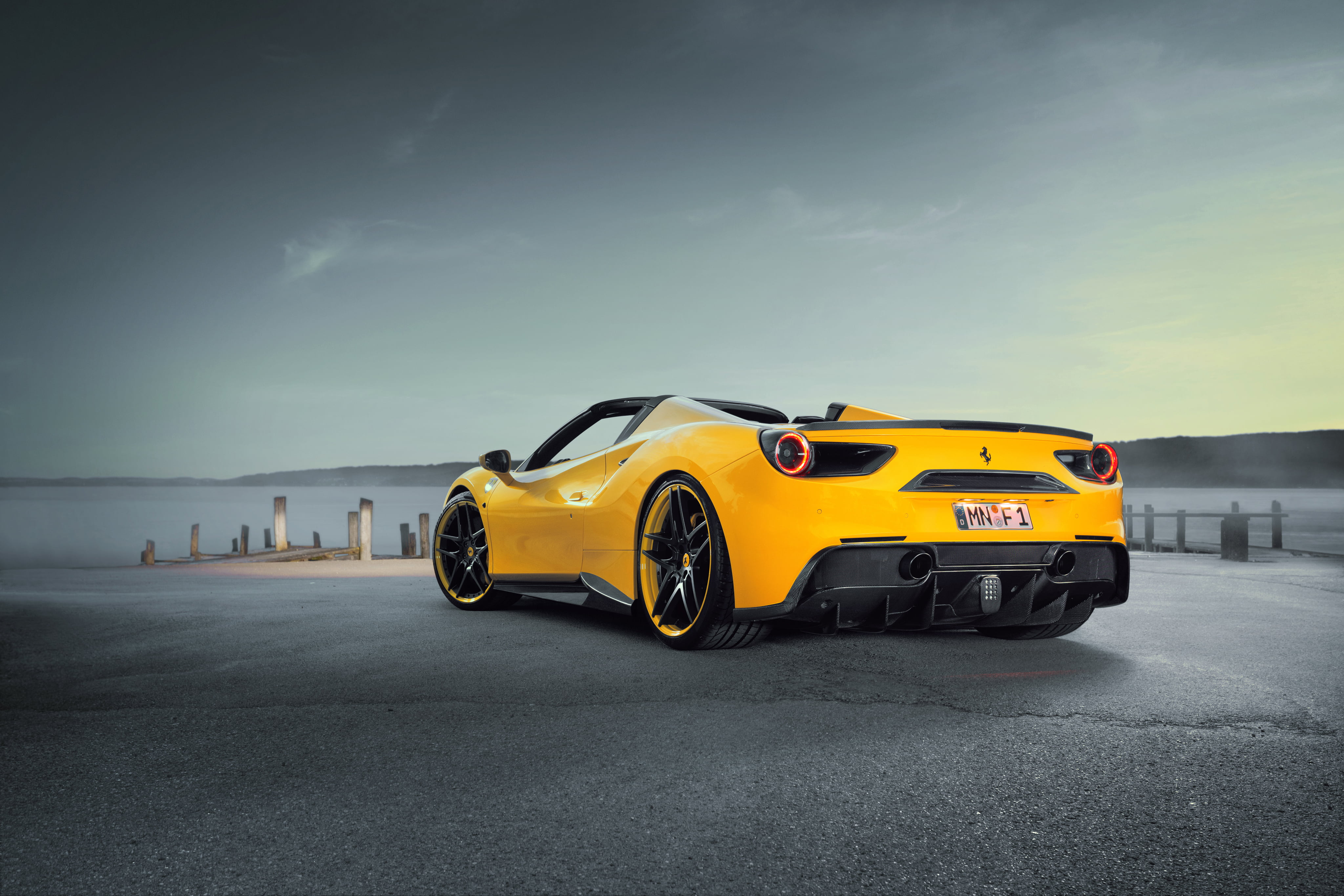 auto, 4K, supercar, 488, Spider, novitek, tuning, sky, back, car, Rosso, Novitec, Ferrari, HD Wallpaper
