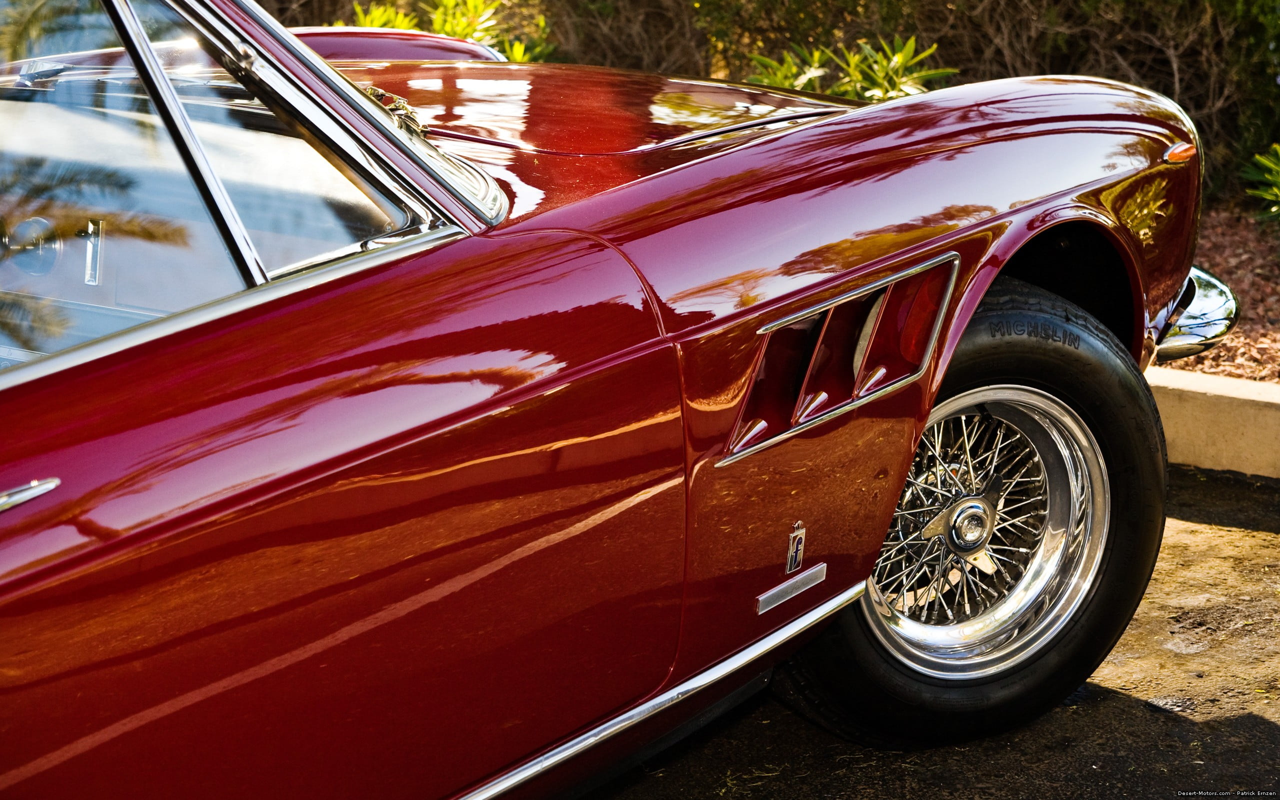 outdoors, car, mode of transportation, no people, wheel, transportation, vintage, chrome, motor vehicle, retro styled, Ferrari 330, Ferrari, metal, sunlight, HD Wallpaper