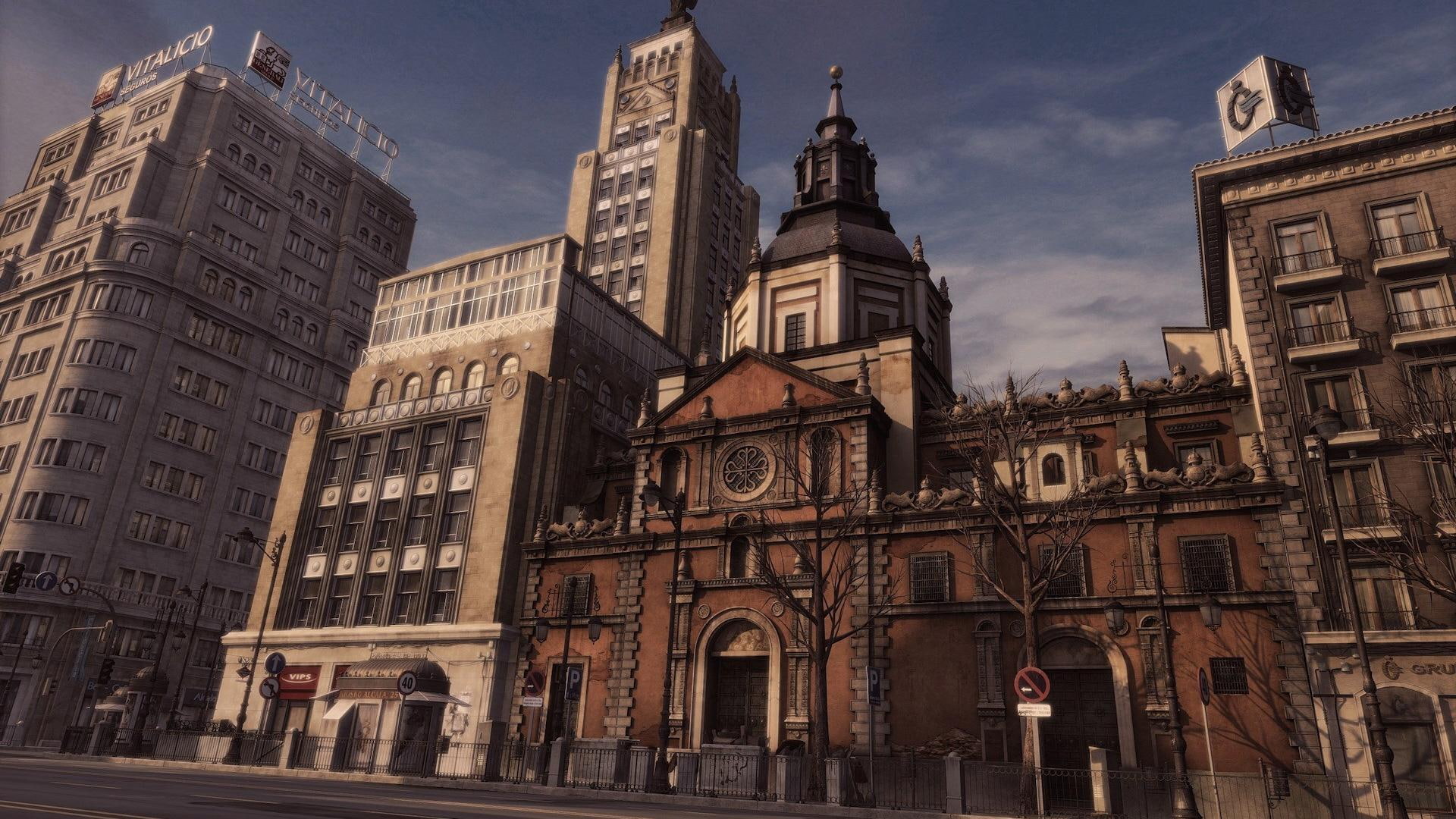 1080P, hdr, street, nature and landscapes, church, beautiful, city, empty, HD Wallpaper