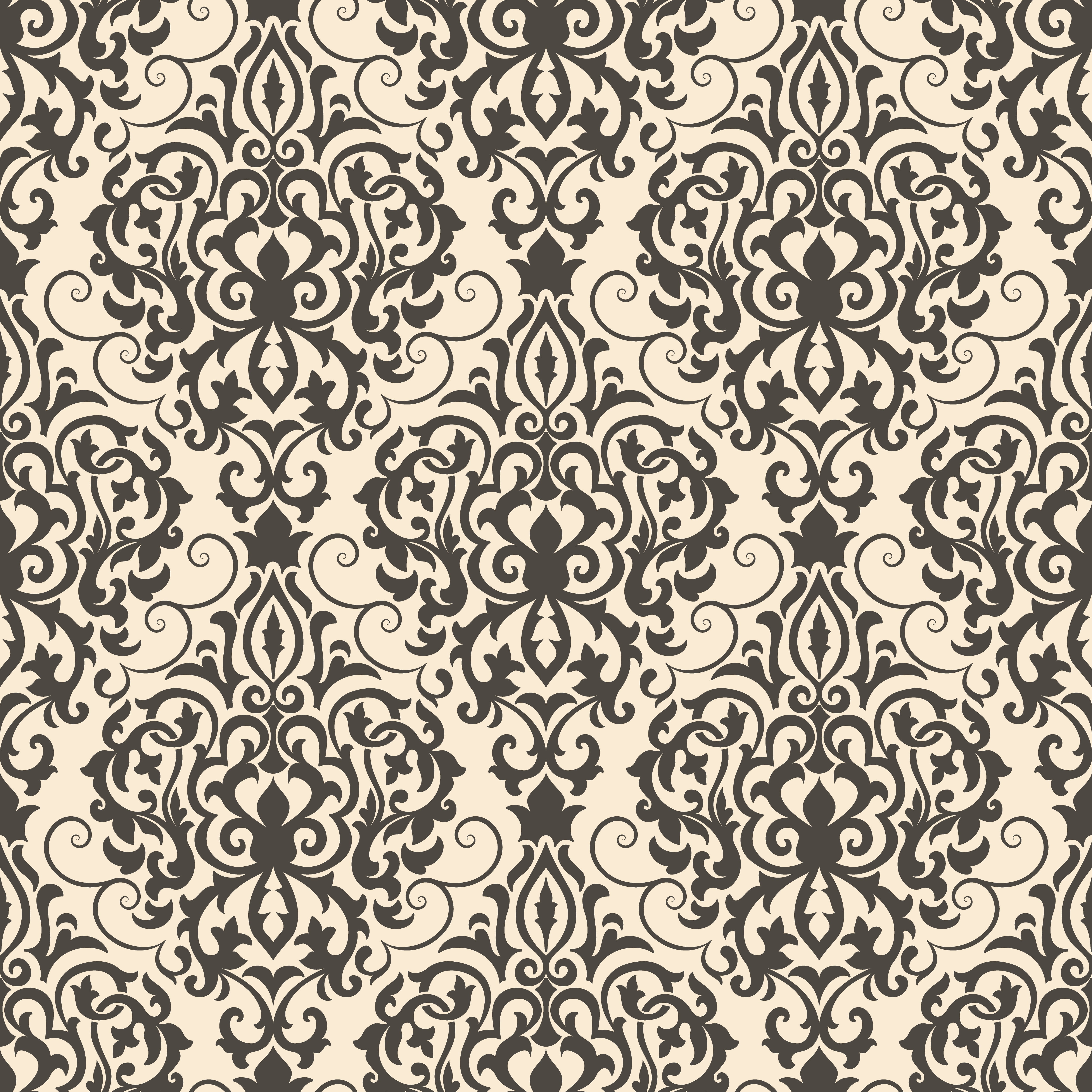 seamless, victorian, black, vintage, style, ornament, 4K, Phone HD Wallpaper