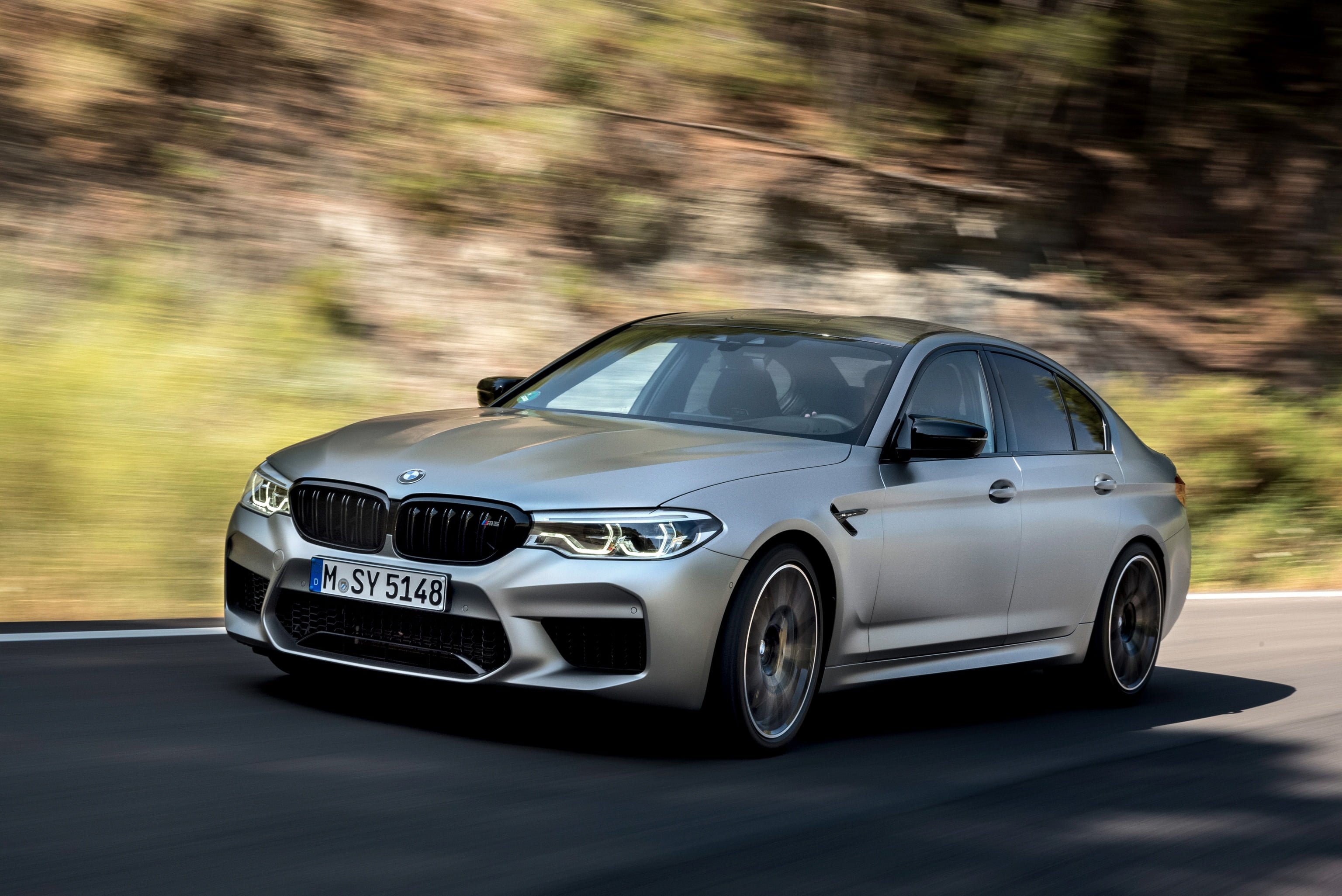 blur, M5 Competition, F90, V8, 2018, 2K, 4x4, grey, M5, four-door, movement, BMW, sedan, HD Wallpaper