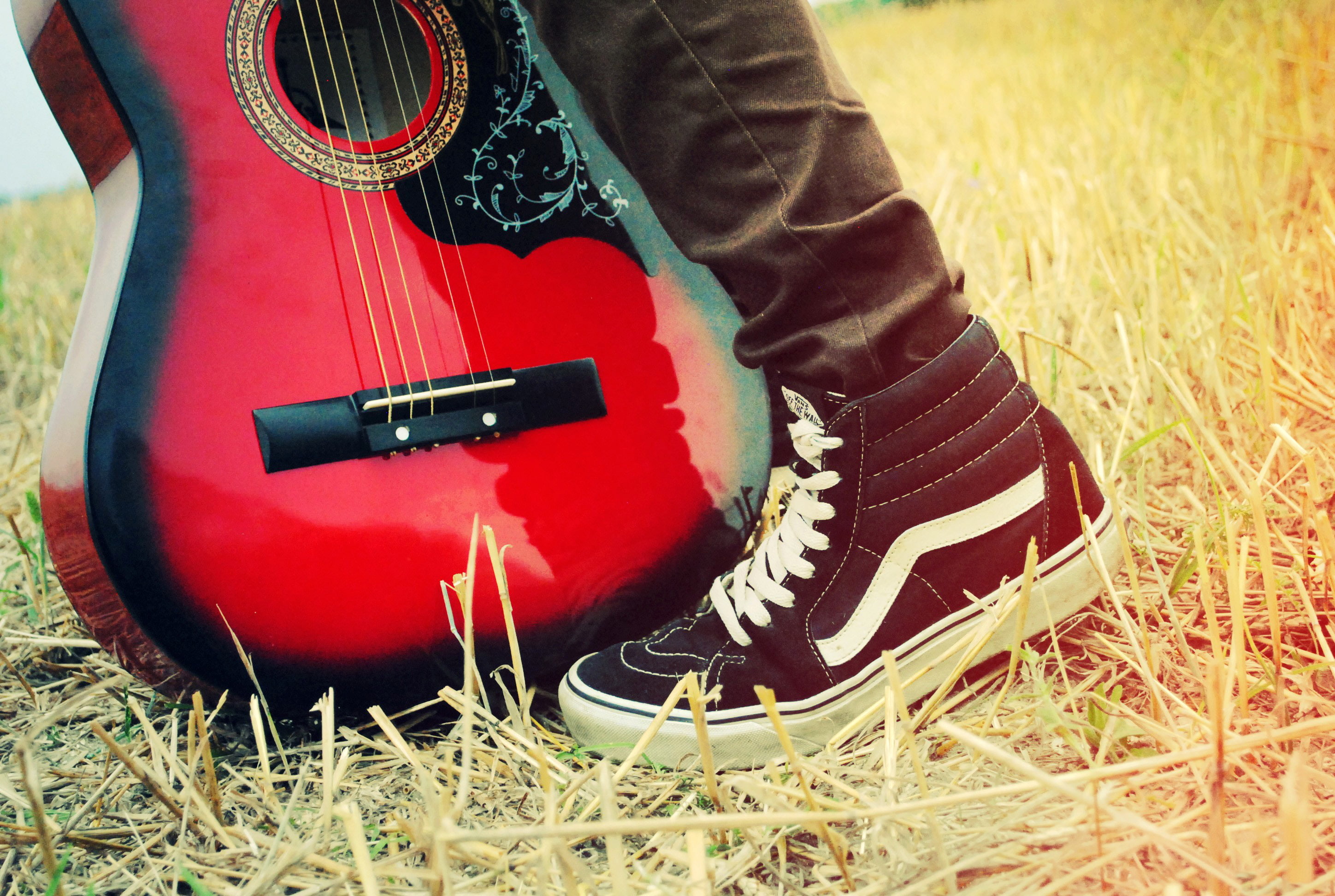 DECA, MOOD, 2K, SNEAKERS, STRINGS, GRASS, LEG, STRAW, GUITAR, HD Wallpaper