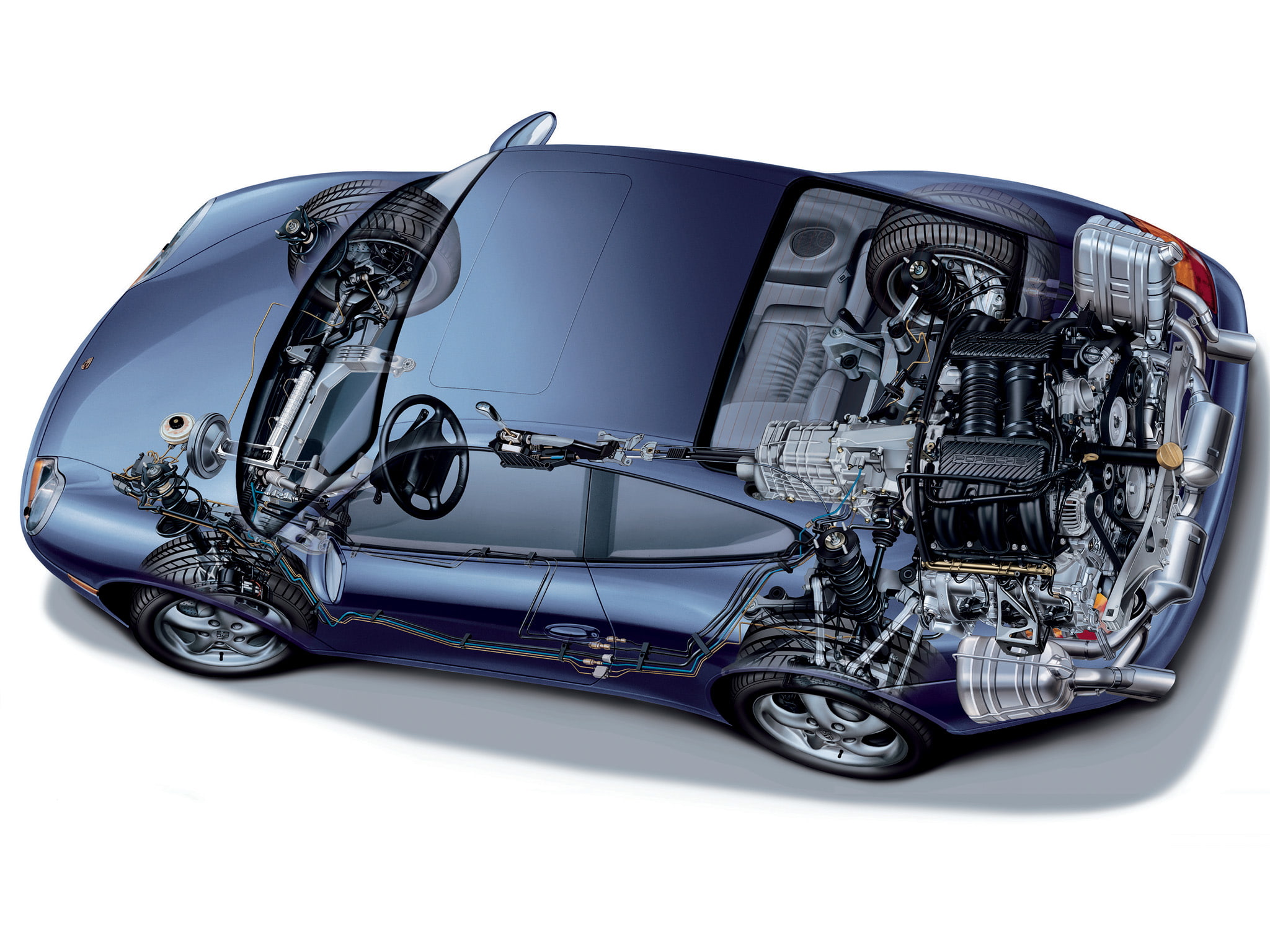 cutaway, porsche, 1080P, carrera, 996, 1997, mki, 911, HD Wallpaper