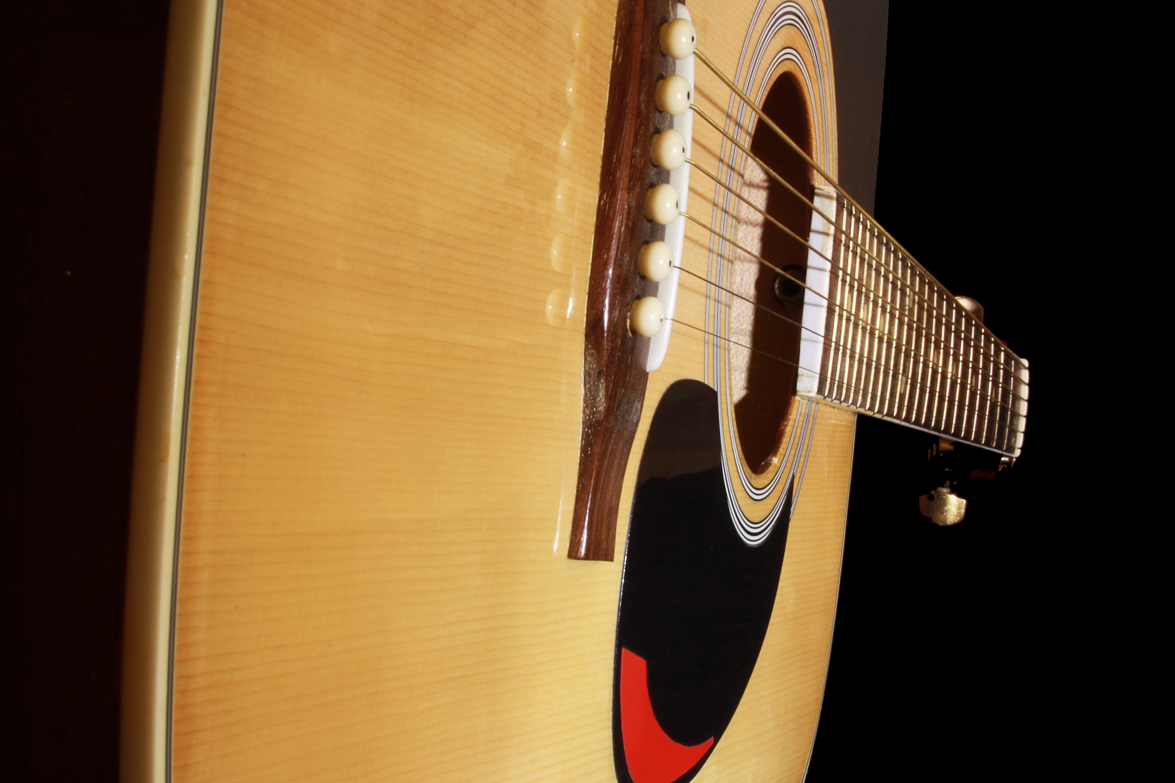 black background, stringed instrument, fretboard, guitar, guitar federal, instrument, focus on foreground, single object, still life, guitar head, wood - material, HD Wallpaper
