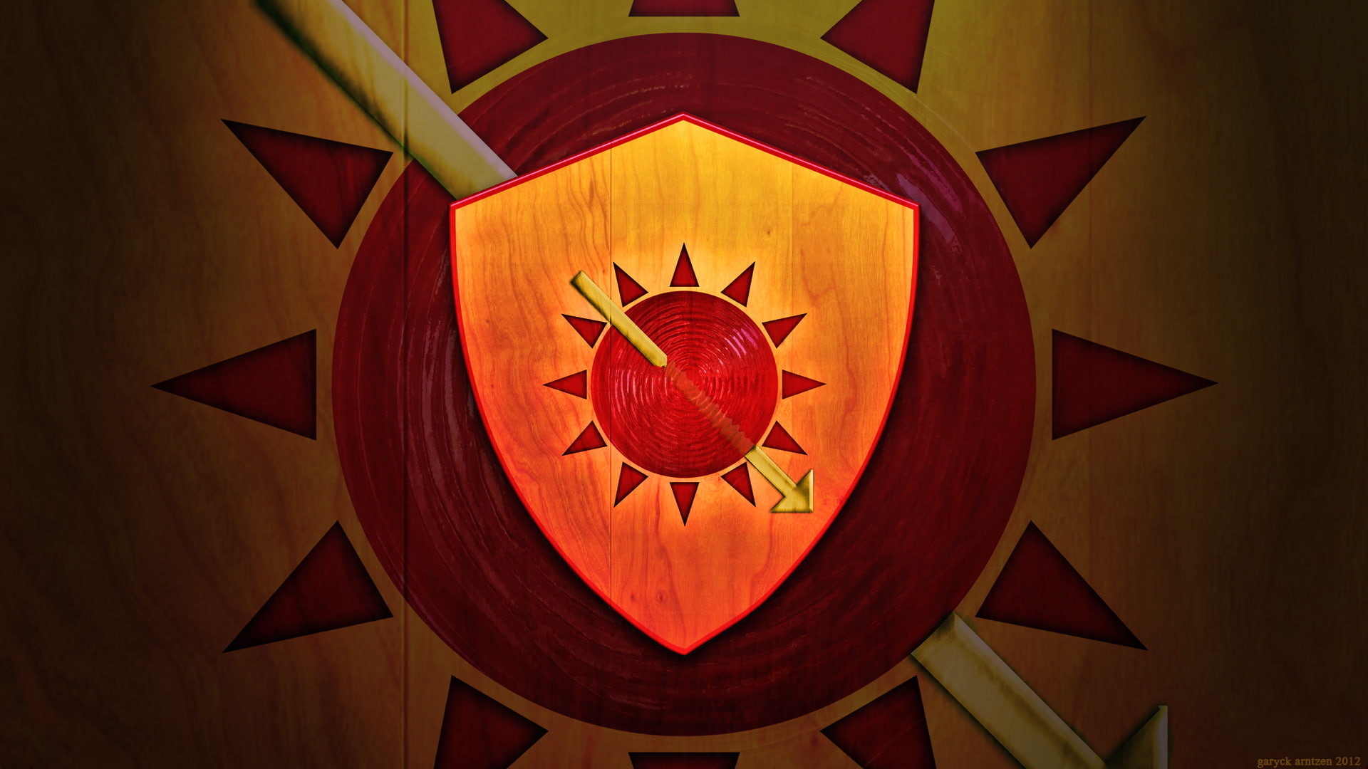 book, coat of arms, the sun, spear, art, shield, vector, Martell, red, the series, 1080P, orange, Game of thrones, Hear me roar, A Song of Ice and Fire, HD Wallpaper