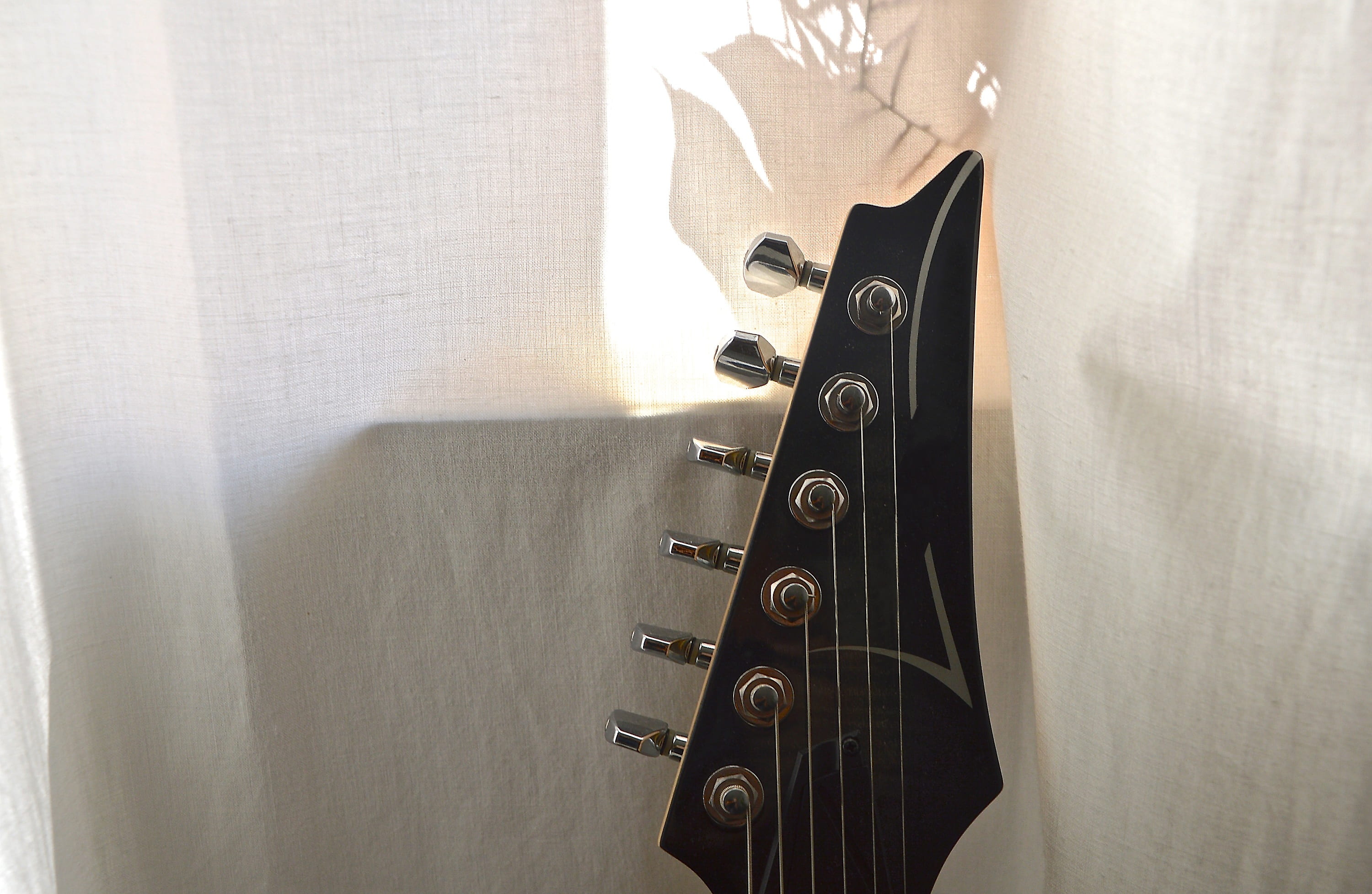 black, close, rock guitar, stringed instrument, white, still life, electrically, ibanez, wall - building feature, string instrument, near, midsection, window, HD Wallpaper