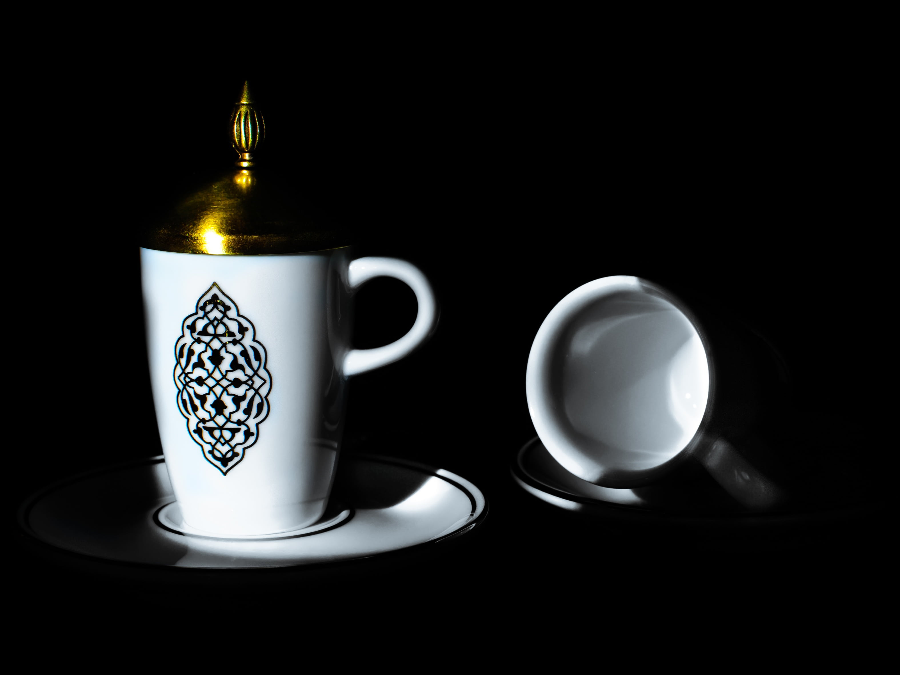 ceramic, vessel, tea cup, craft, cup, coffee, art, two objects, painted, food, coffee cup, container, close-up, cover, porcelain, drink, no people, noble, HD Wallpaper