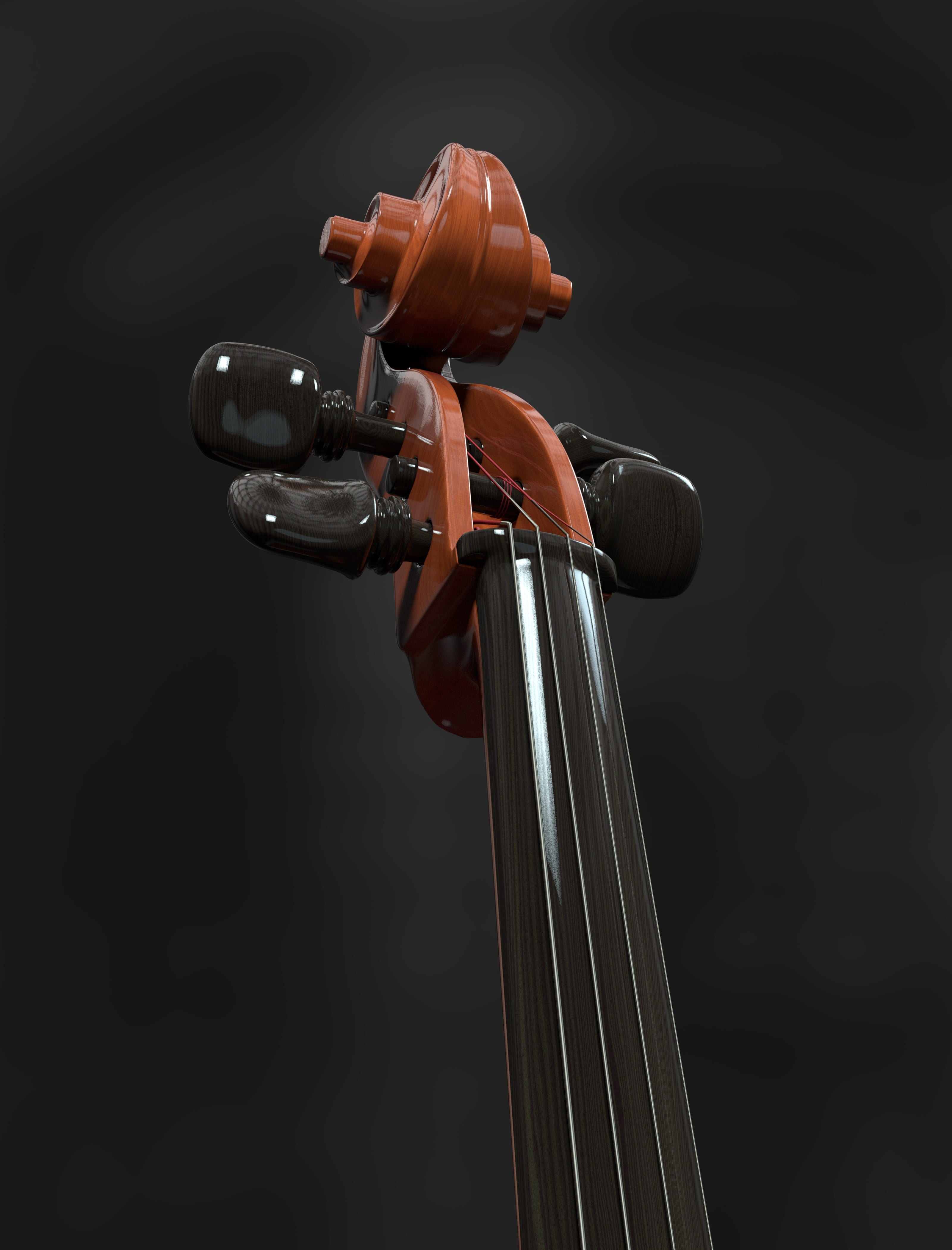 4K, metal, snail, string, neck, black background, string instrument, music, technology, acoustic, indoors, detail, brown, 3d, still life, wood, musical equipment, Phone HD Wallpaper