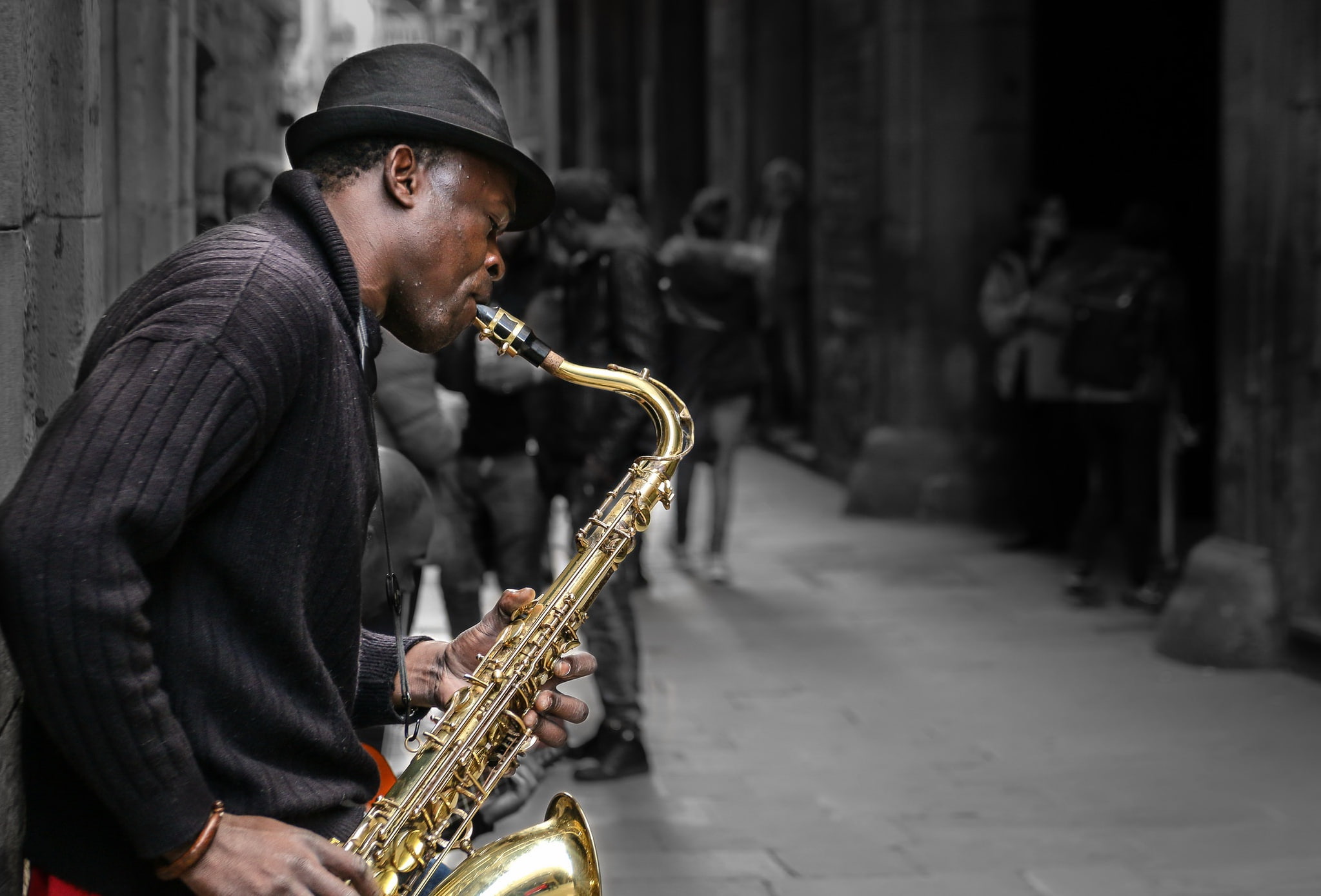 1080P, musician, street, saxophone, HD Wallpaper