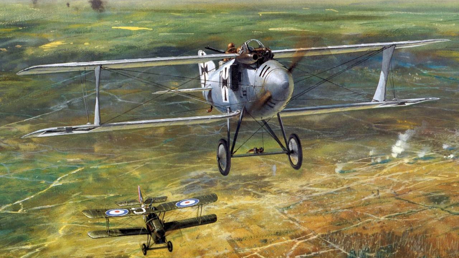 junk, Royal Aircraft Factory S.E.5-А, the first world, figure, 1080P, dogfight, fighter, the Germans, биплан aircraft company L. F. G. Roland С.II-А Walvis, HD Wallpaper