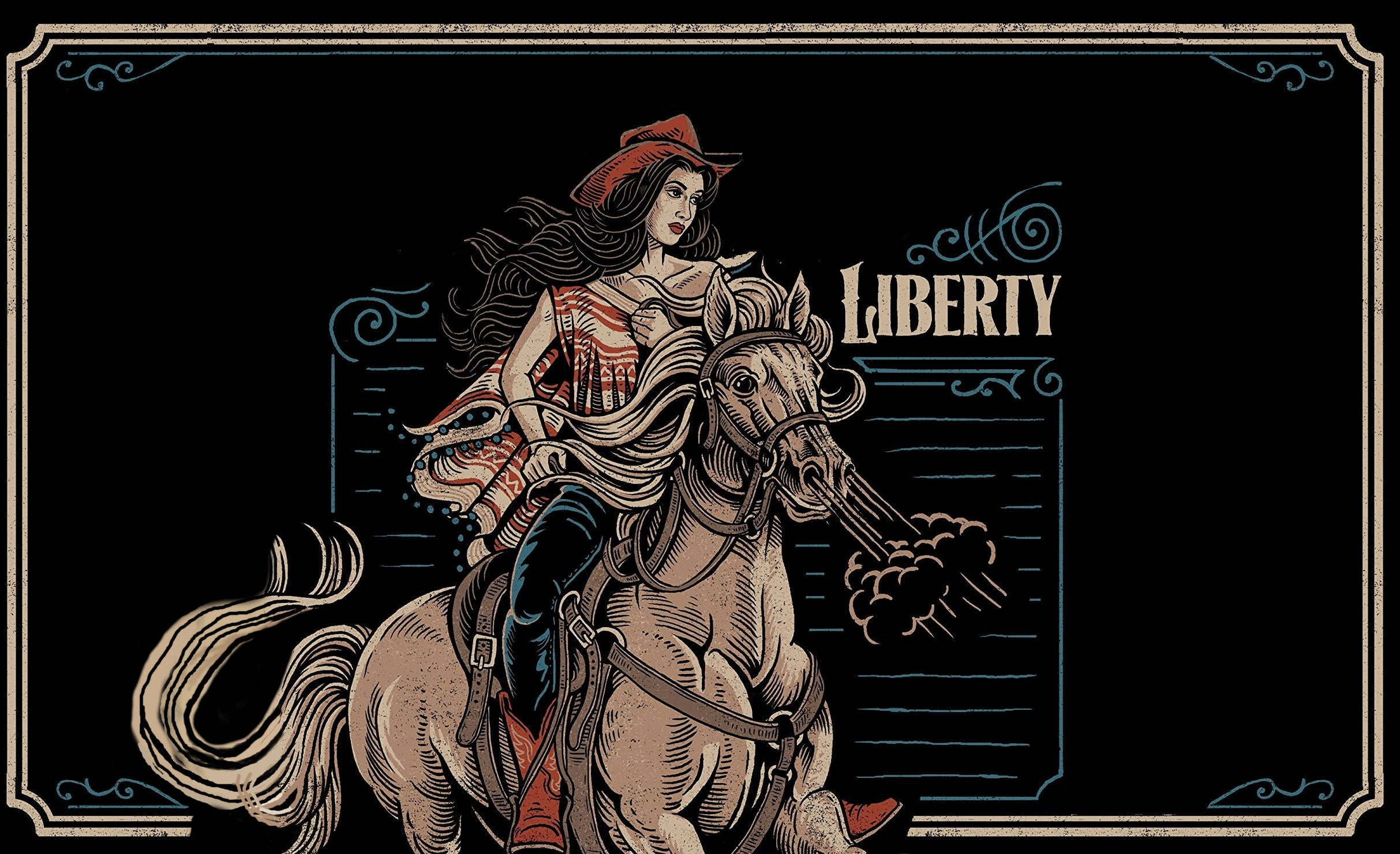 style, digital art, western, 1080P, fantasy, female, women, singer, brunettes, country music, boots, Cowgirl Cover . ., horses, cowgirl, HD Wallpaper