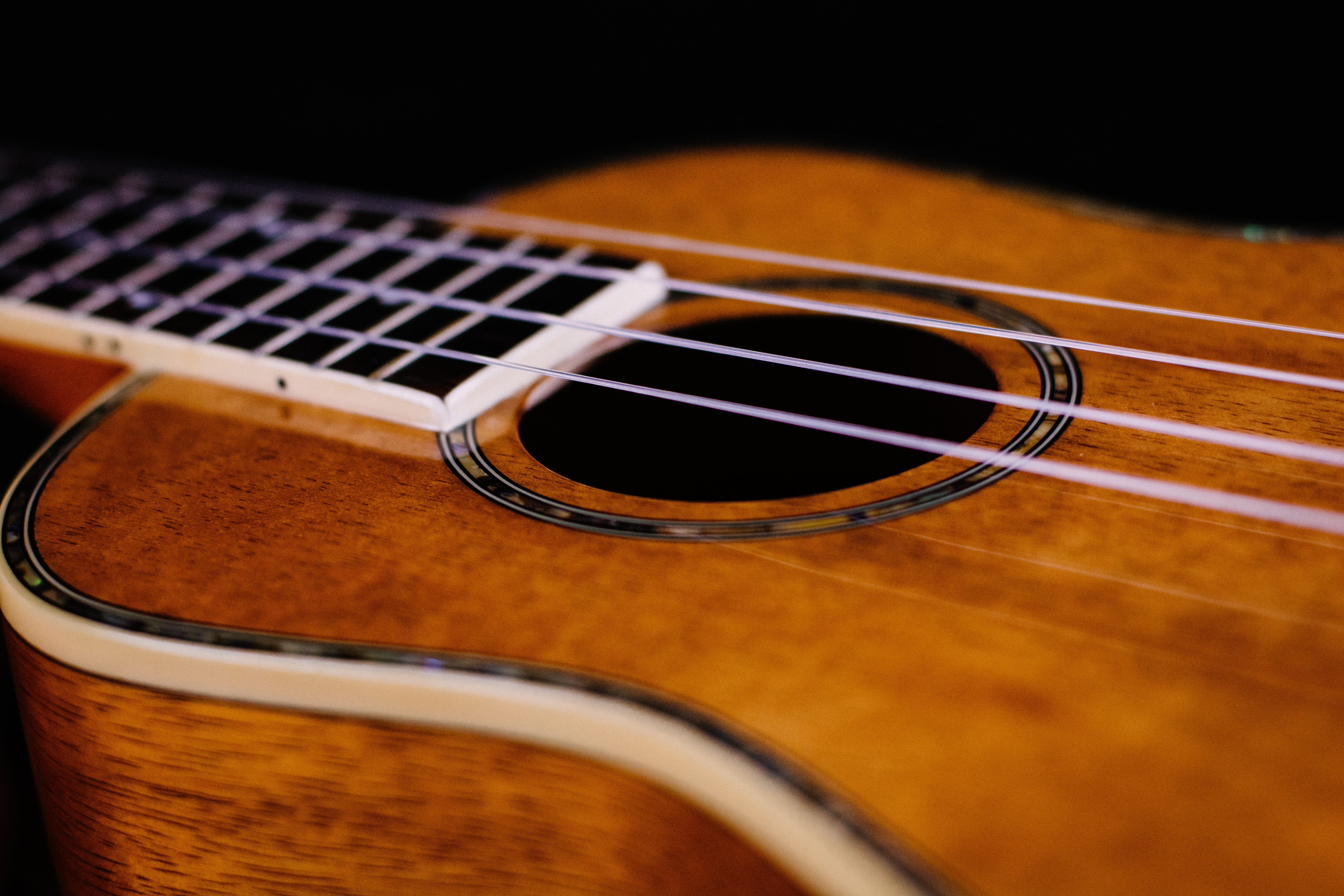 closeup, studio shot, photo, high angle view, musical instrument string, still life, guitar, arts culture and entertainment, string, selective focus, black background, HD Wallpaper