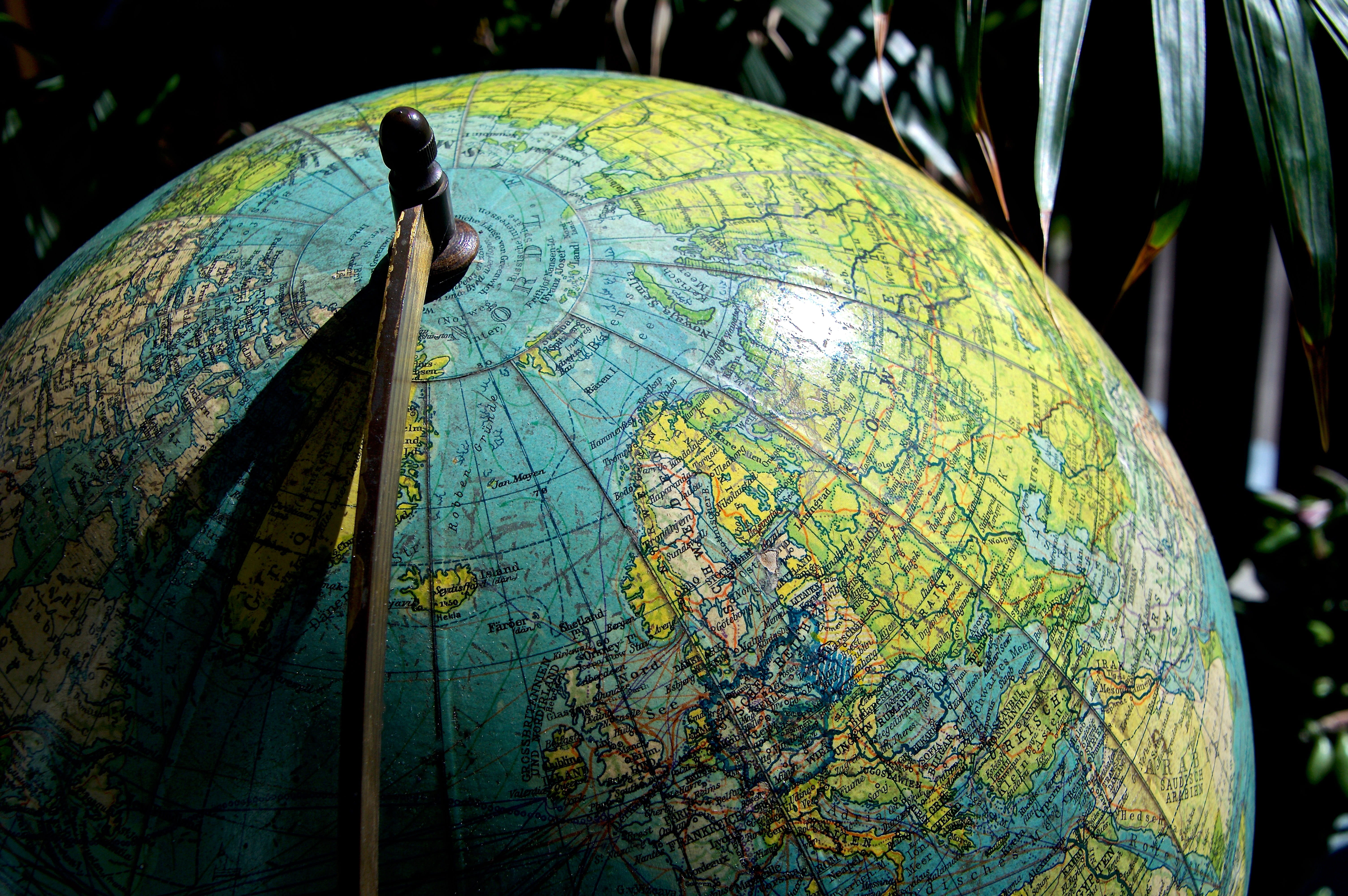 green color, sphere, globe, photo, scandinavia, travel, north pole, 5K, nature, home decor, nostalgia, antiques, close, rustic, direction, globe - man made object, HD Wallpaper