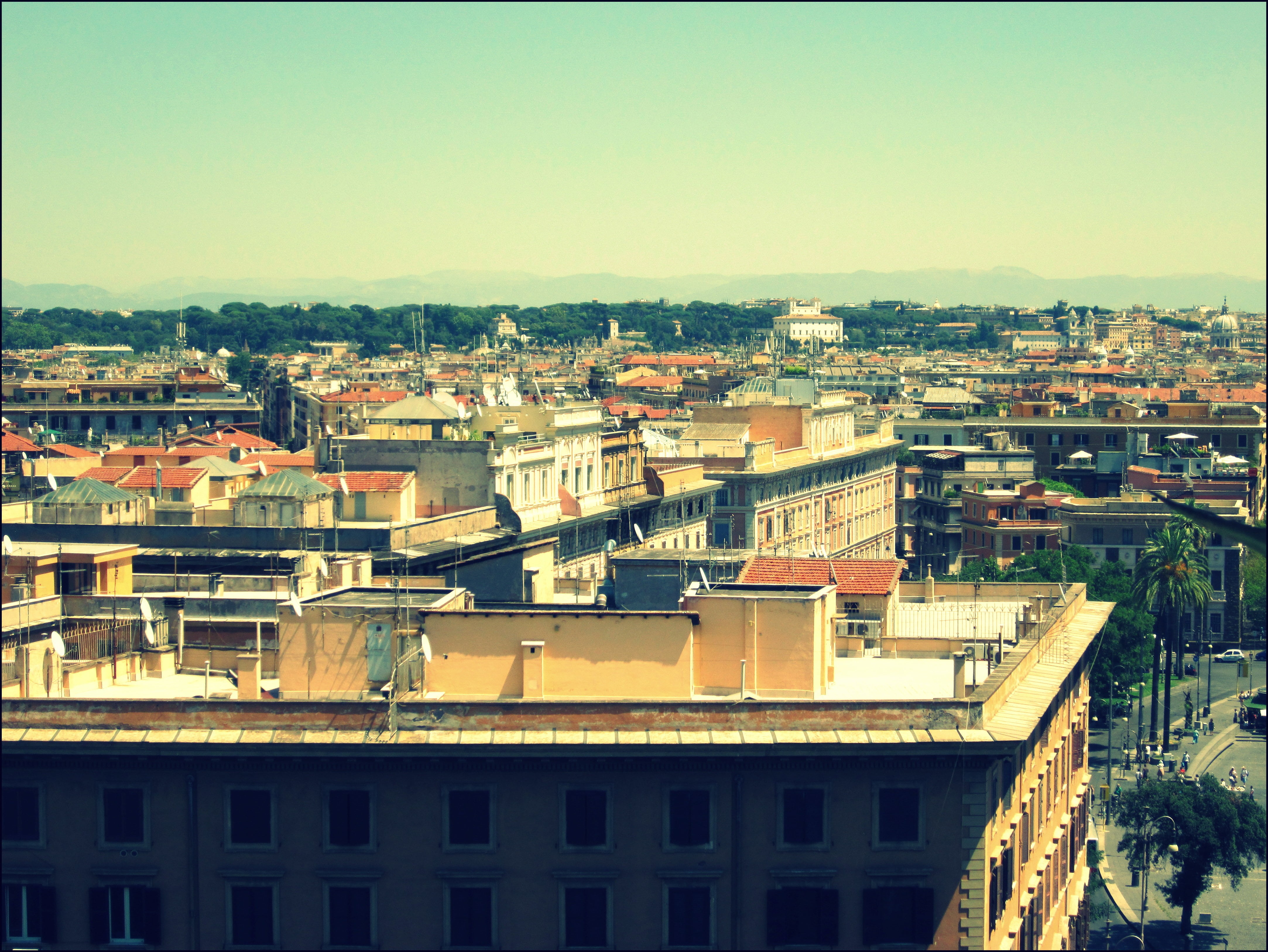 community, roofs, outdoors, building, sky, high angle view, building exterior, city panorama, day, fortress, old houses, outlook, italy, pope, rome, cityscape, HD Wallpaper