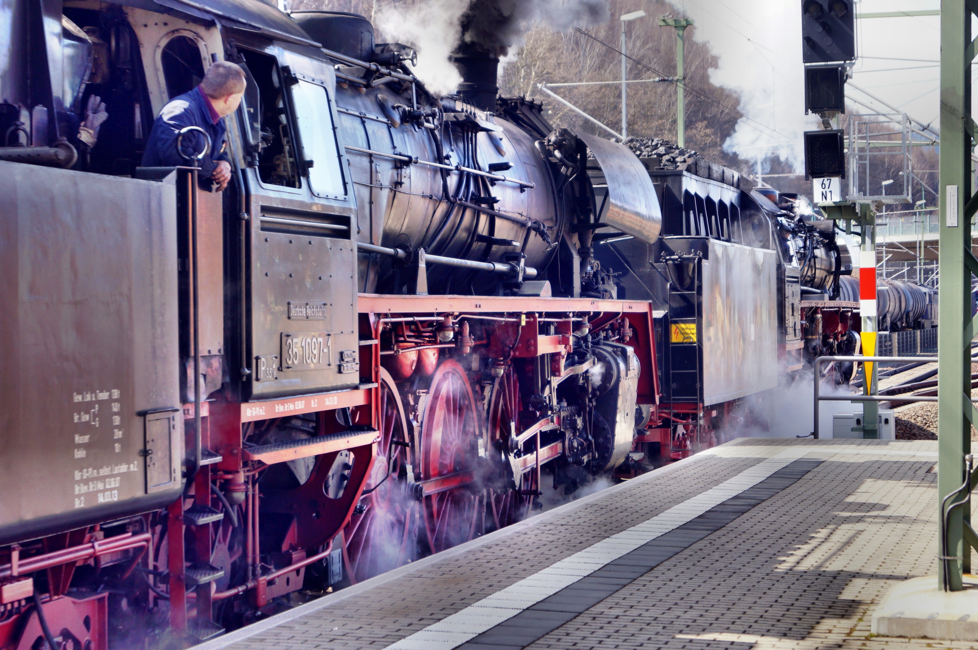 public transportation, stocks, engine, steam generation, brown, transportation, nature, tenders, land vehicle, shunting yard, built structure, leafed, fuels, HD Wallpaper