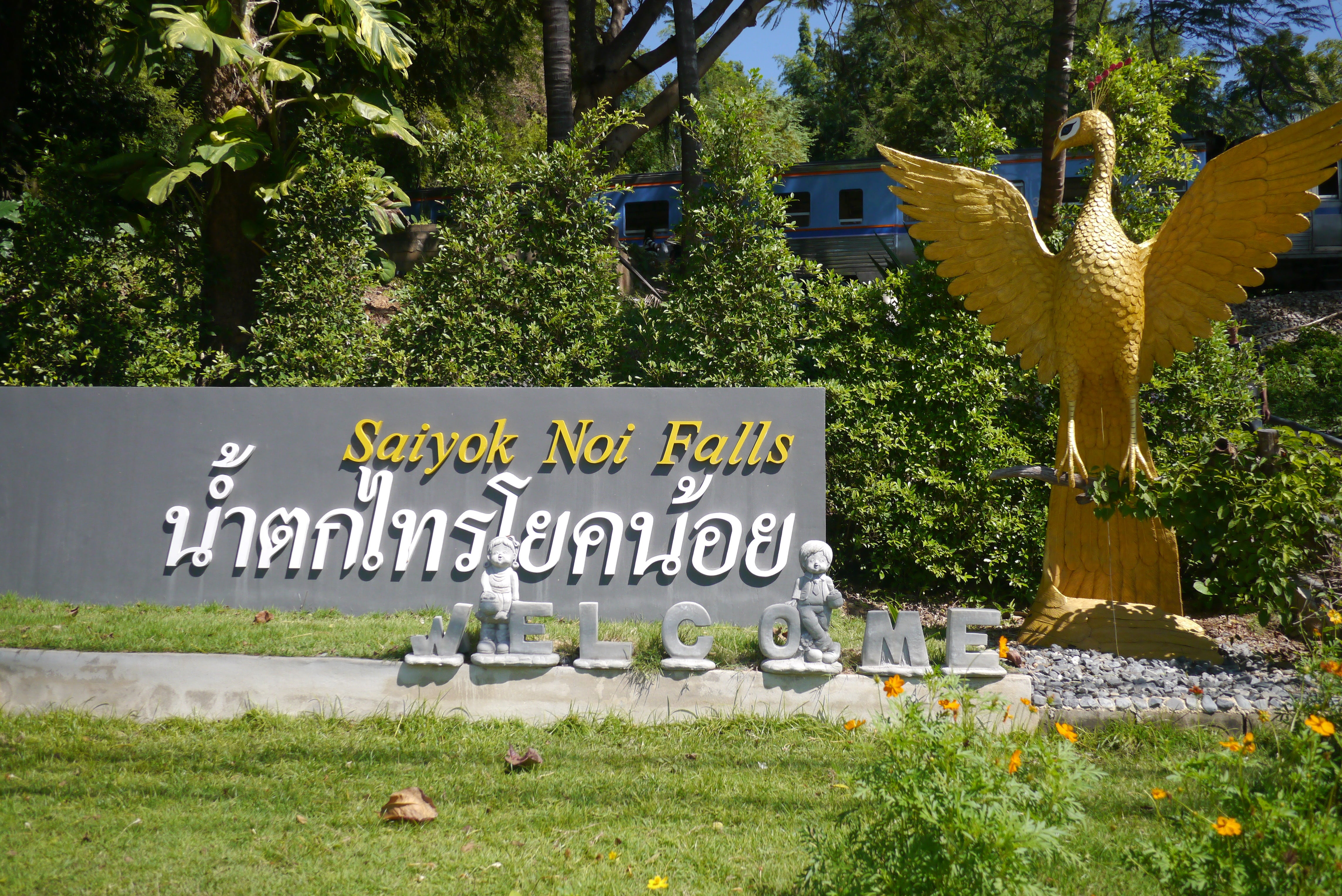 text, growth, sign, day, building exterior, grass, representation, 4K, green color, kanchanaburi, animal, western script, thailand, built structure, park, HD Wallpaper